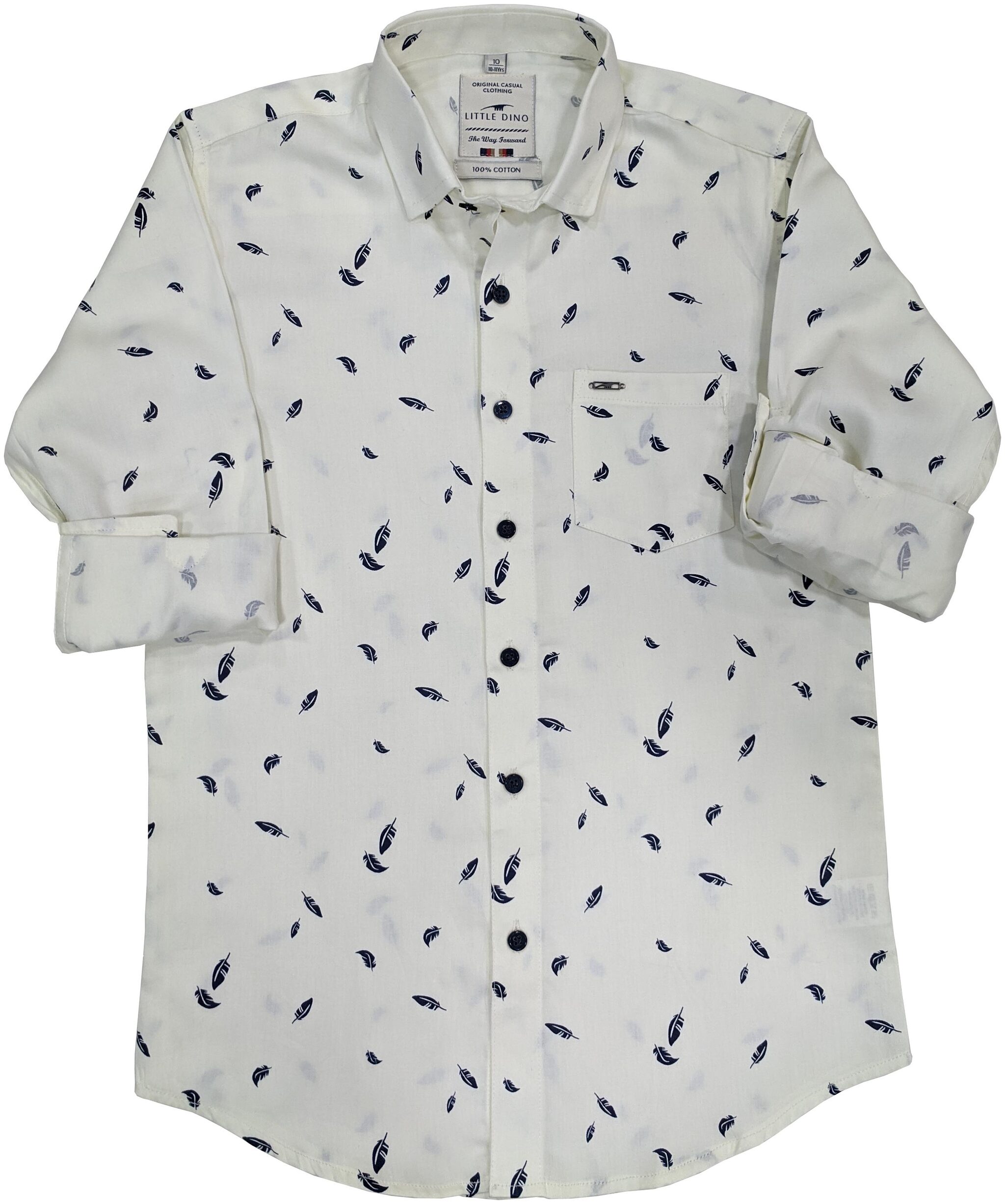 

LITTLE DINO Boy Cotton Printed Shirt White