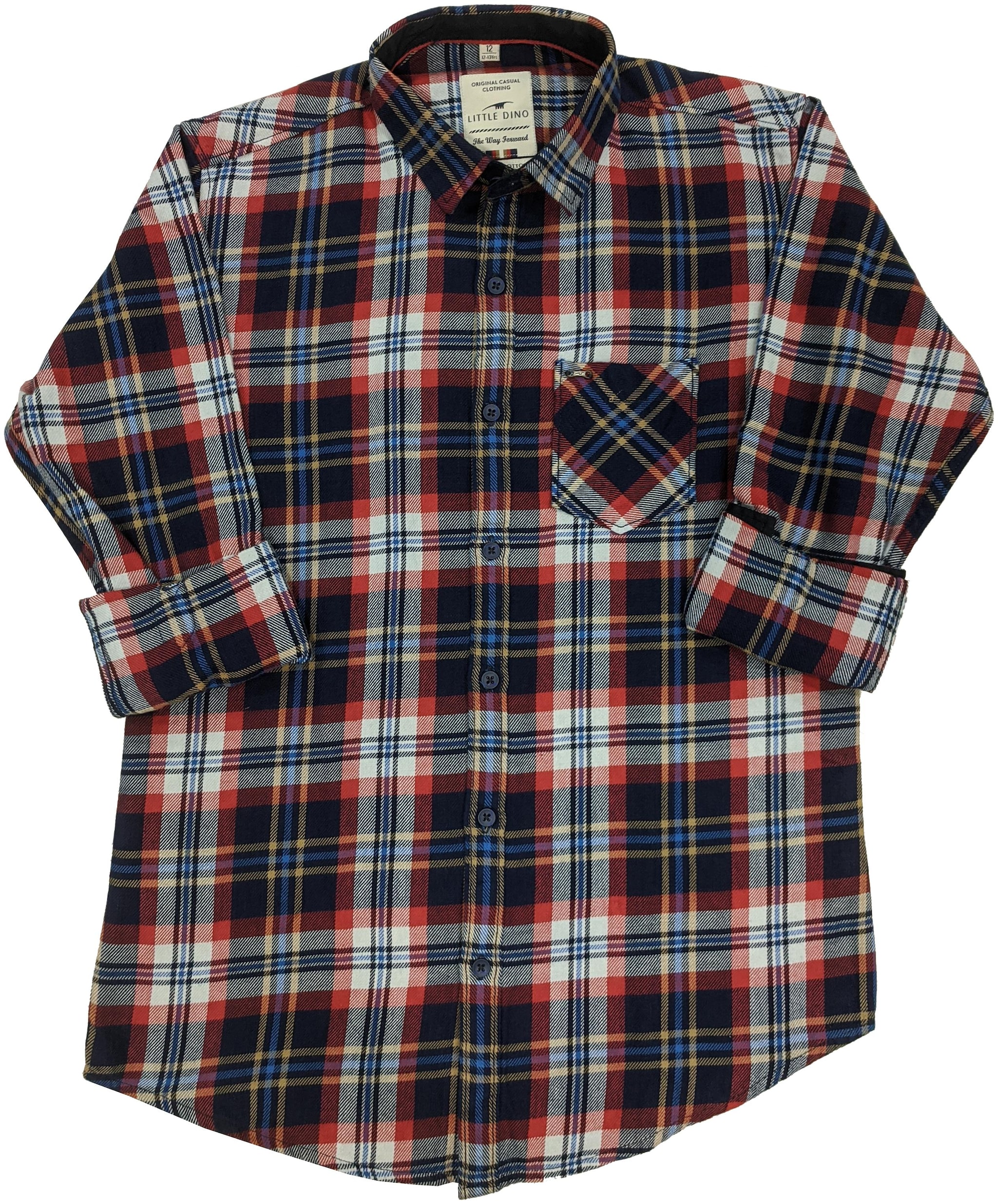 

LITTLE DINO Boy Cotton Checked Shirt Red