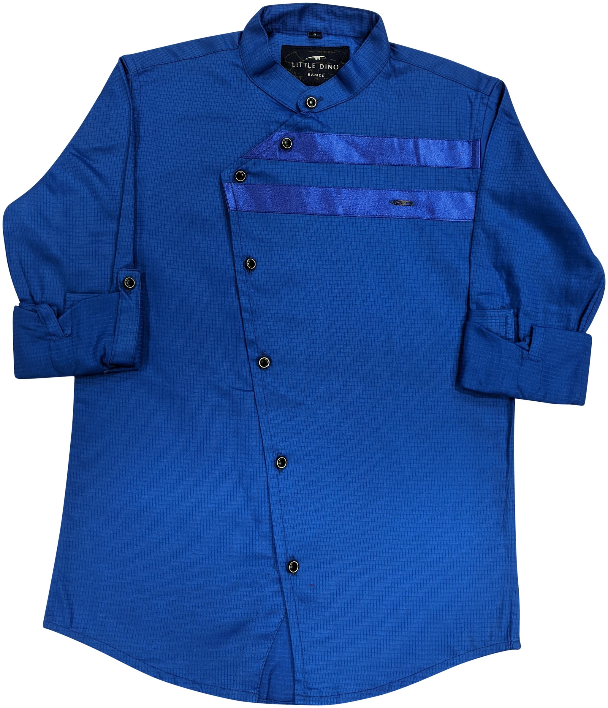 

LITTLE DINO Boy Cotton Solid Shirt Blue