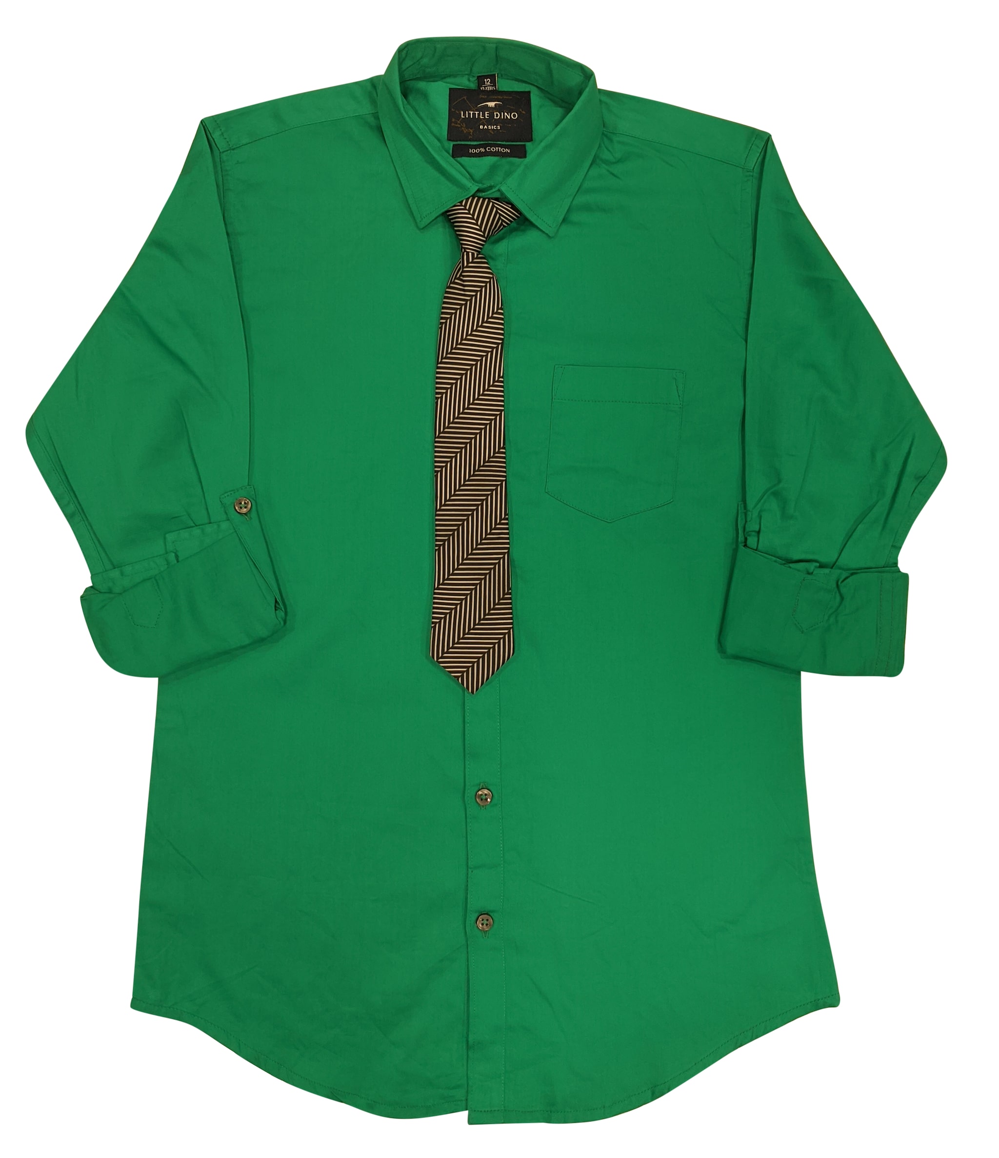

LITTLE DINO Boy Cotton blend Solid Shirt Green