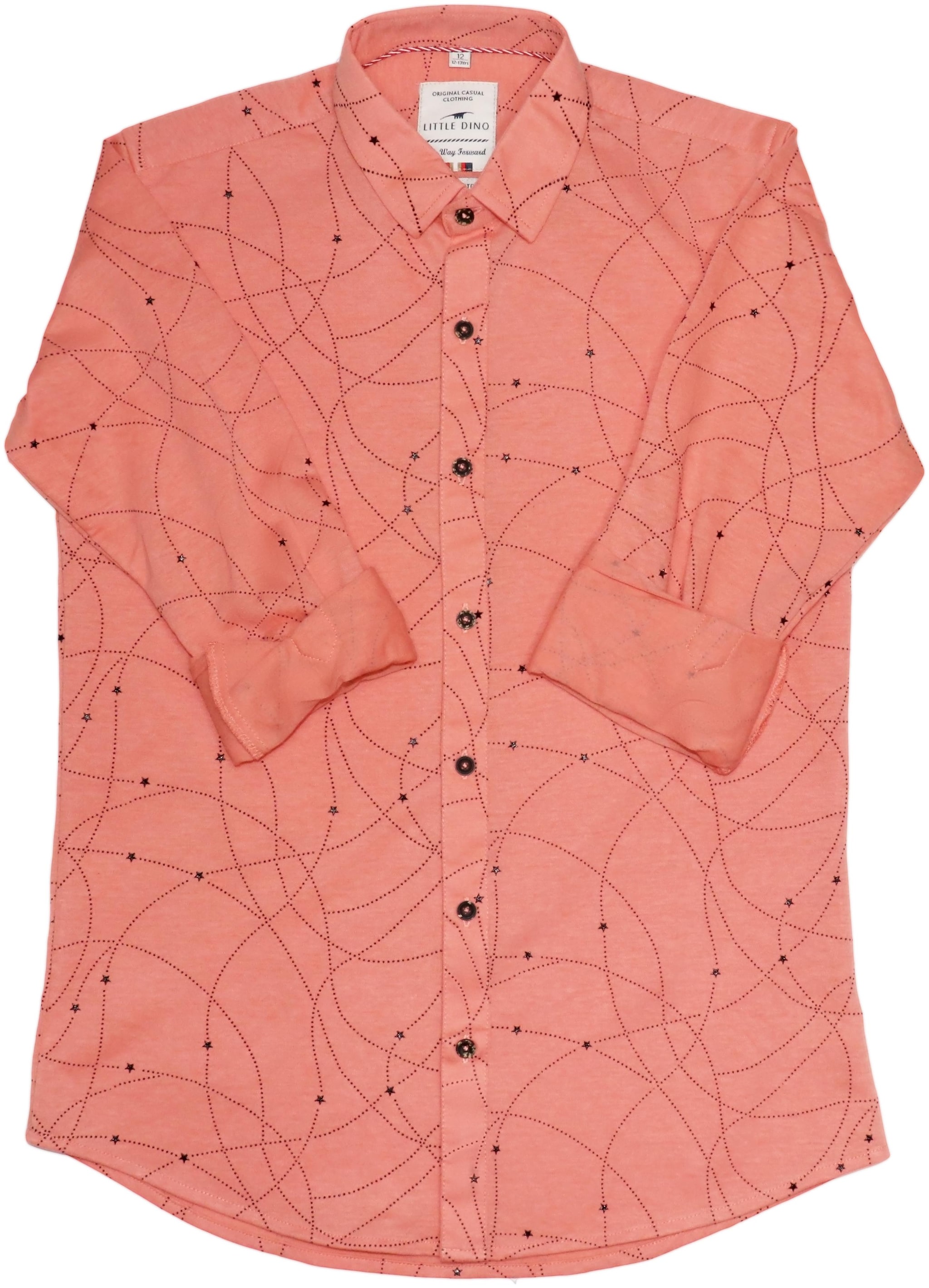 

LITTLE DINO Boy Knitted Printed Shirt Orange