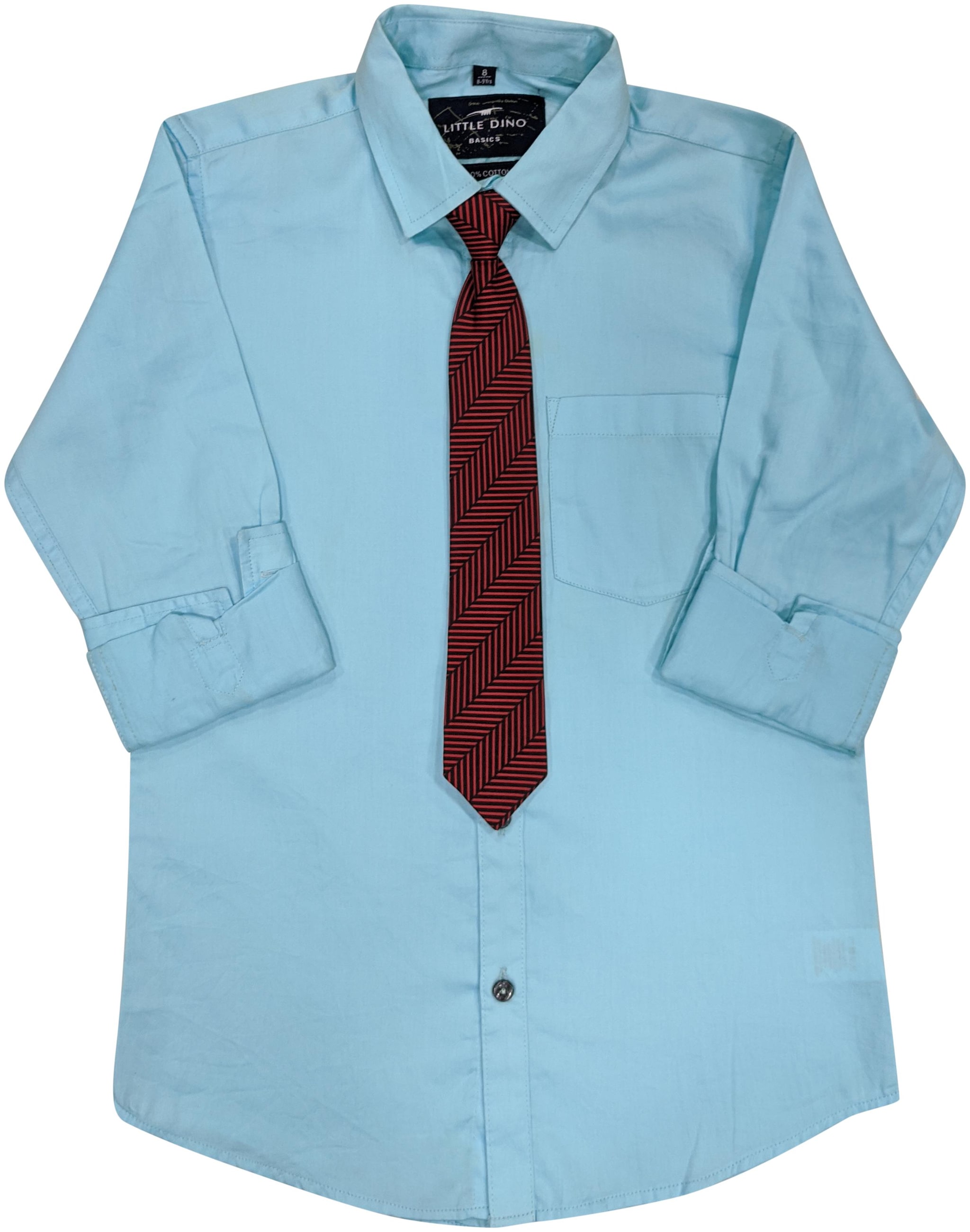 

LITTLE DINO Boy Cotton blend Solid Shirt Blue