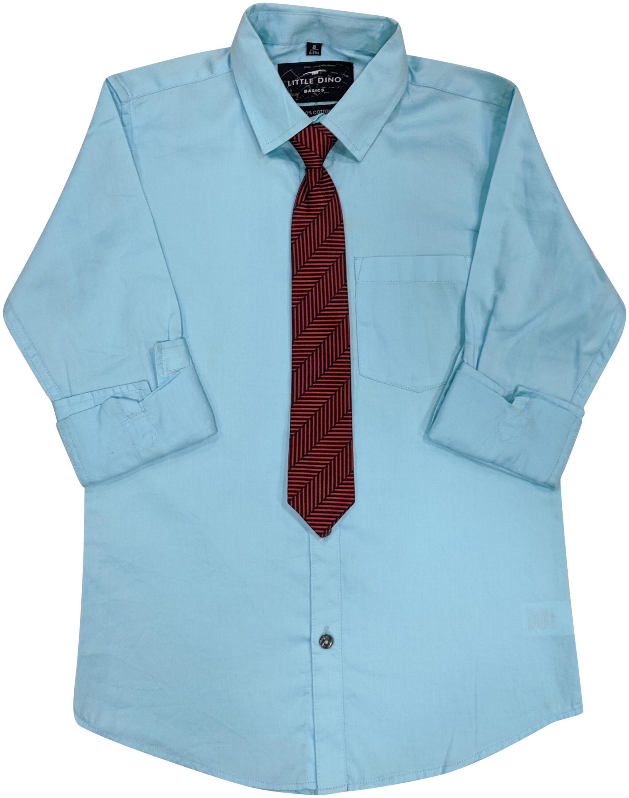 

LITTLE DINO Boy Cotton blend Solid Shirt Blue