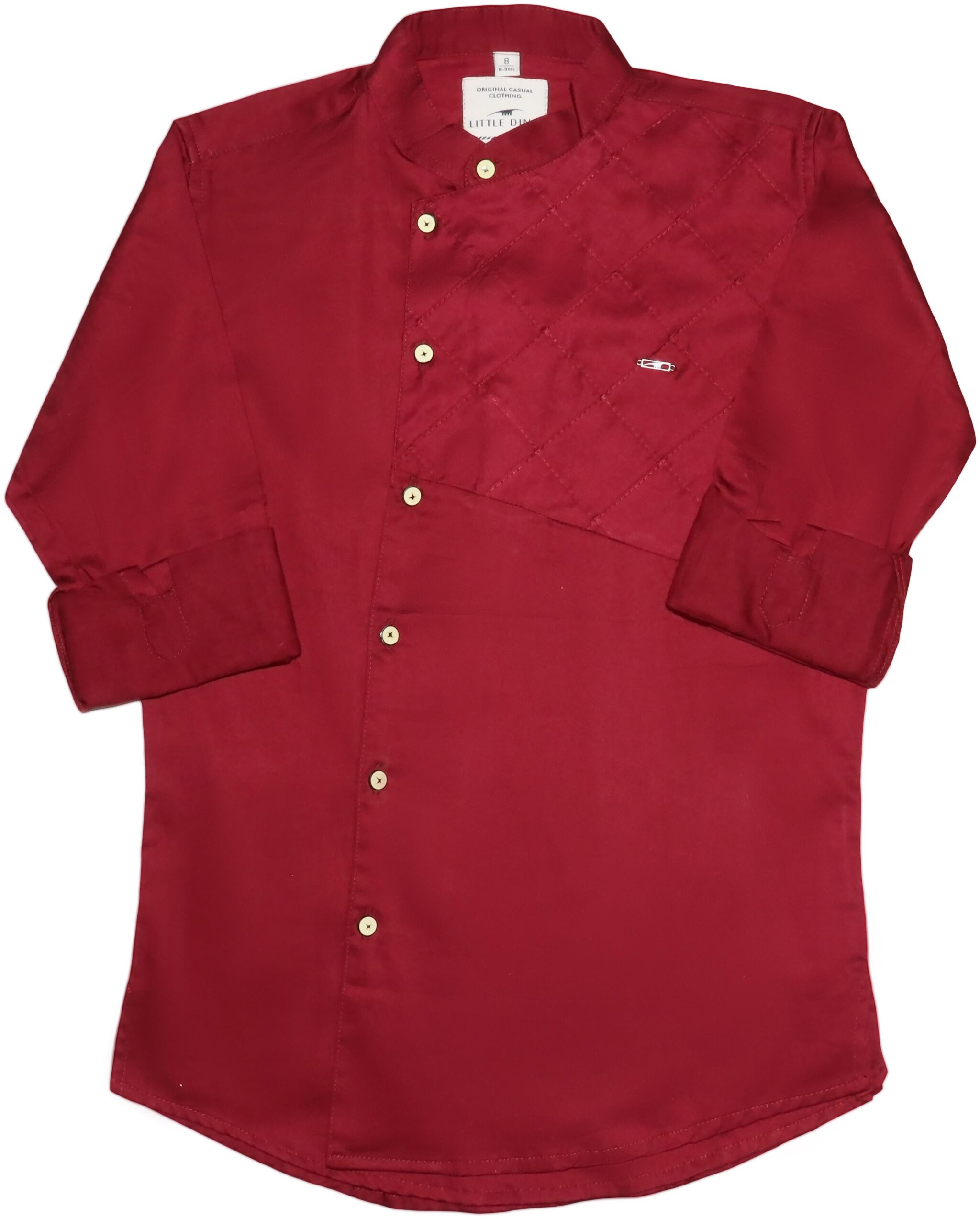 

LITTLE DINO Boy Cotton blend Solid Shirt Maroon