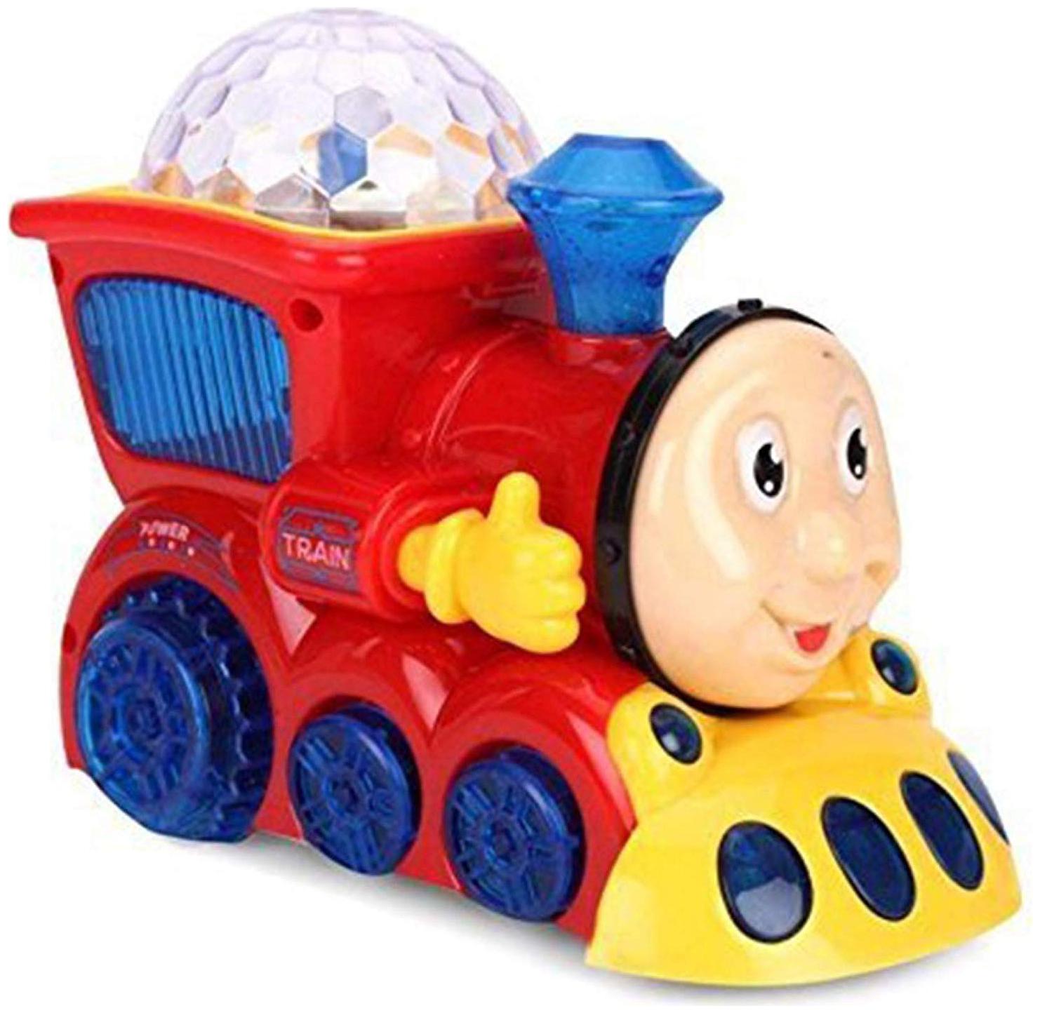 

little Funny Loco Musical Train Engine Toy for kids and Toddlers with 3D light and sound Projector Light and Real Engine Sound