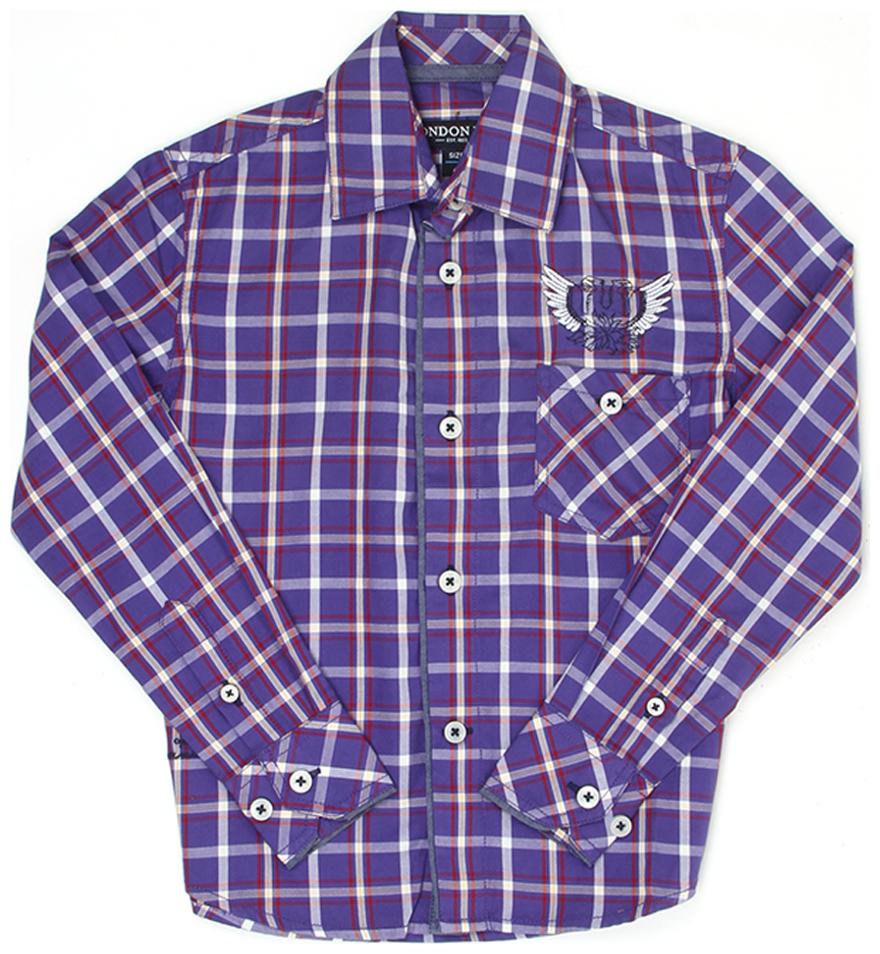 

London Fog Boy Cotton Checked Shirt Purple