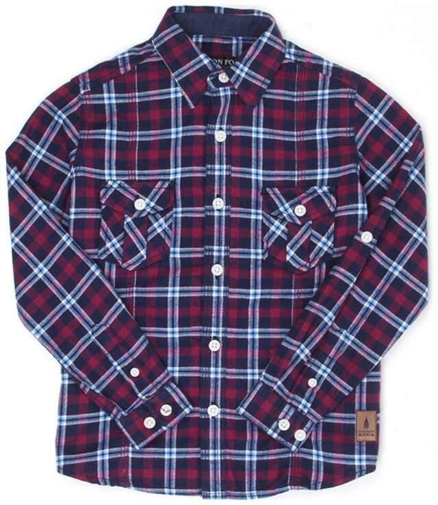 London Fog Boy Cotton Checked Shirt Blue