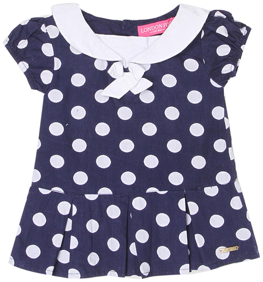 

London Fog Cotton Solid Top for Baby Girl - Blue