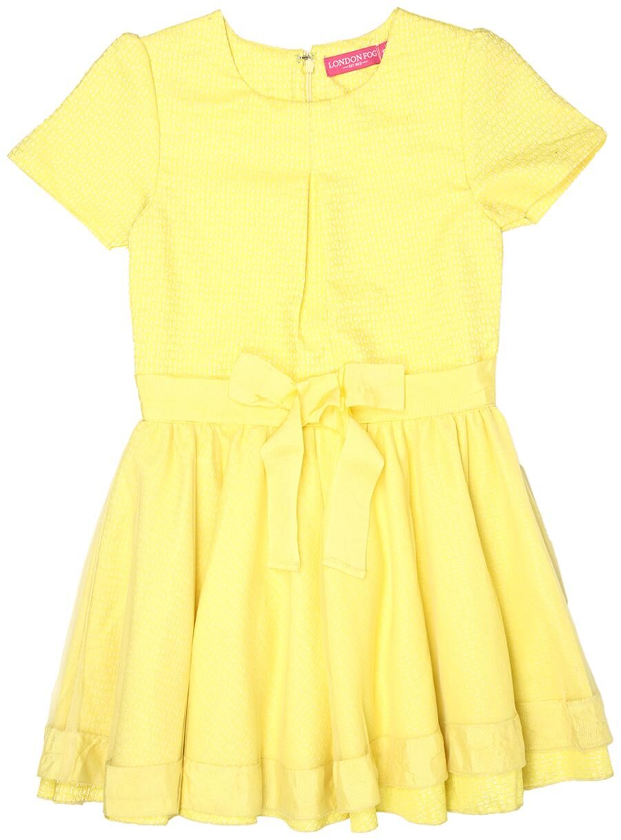 

London Fog Yellow Polyester Short Sleeves Knee Length Princess Frock ( Pack of 1 )