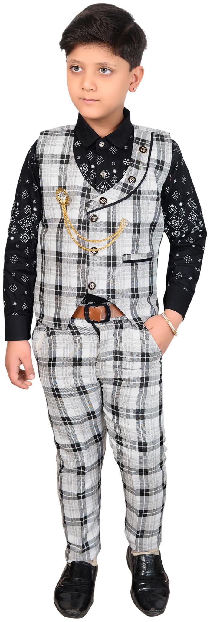 

LTP Cotton blend Checked Top Bottom Set - Grey