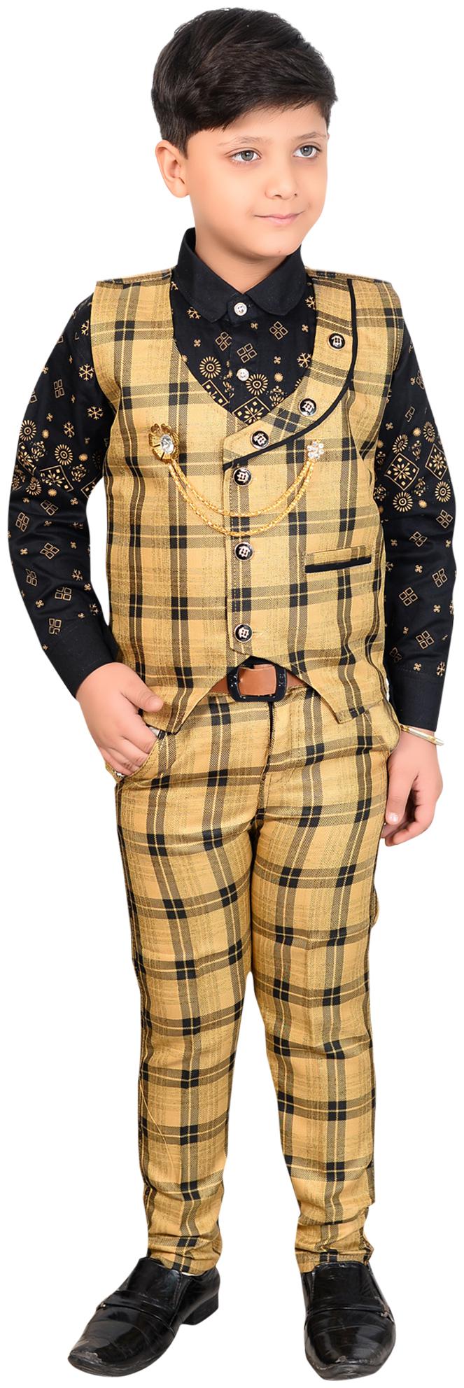 

LTP Cotton blend Checked Top Bottom Set - Gold