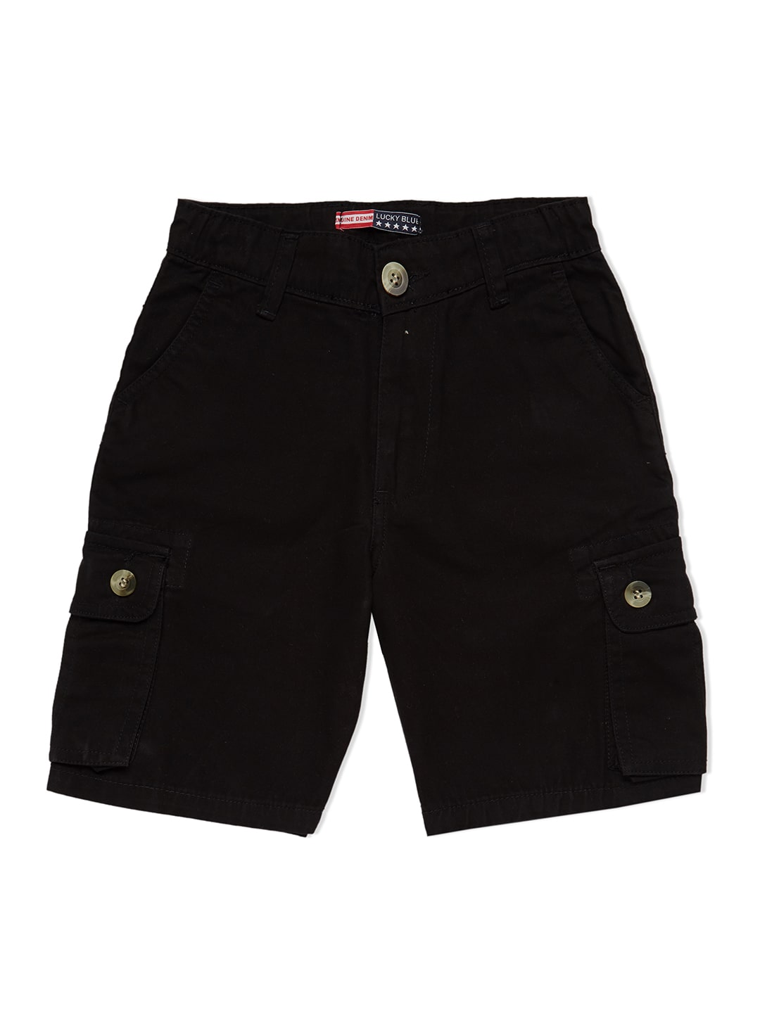 

LUCKY Blue Cotton Solid Black Color Shorts For Boys