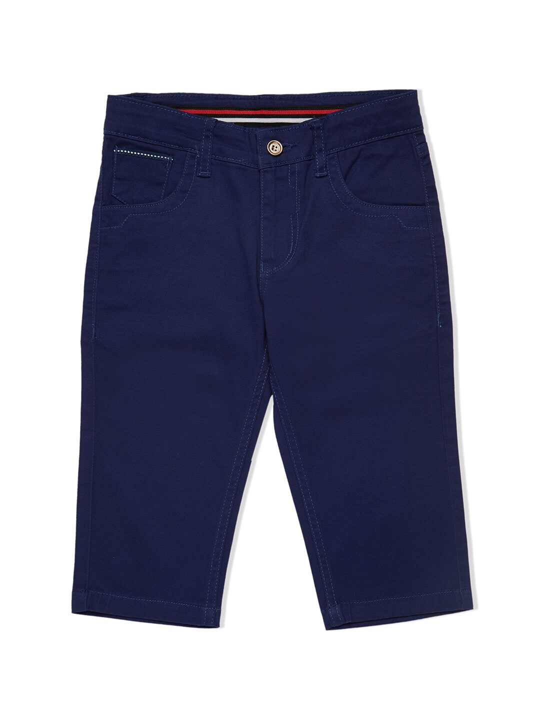 

LUCKY Blue Girl Cotton Solid Capri - Blue