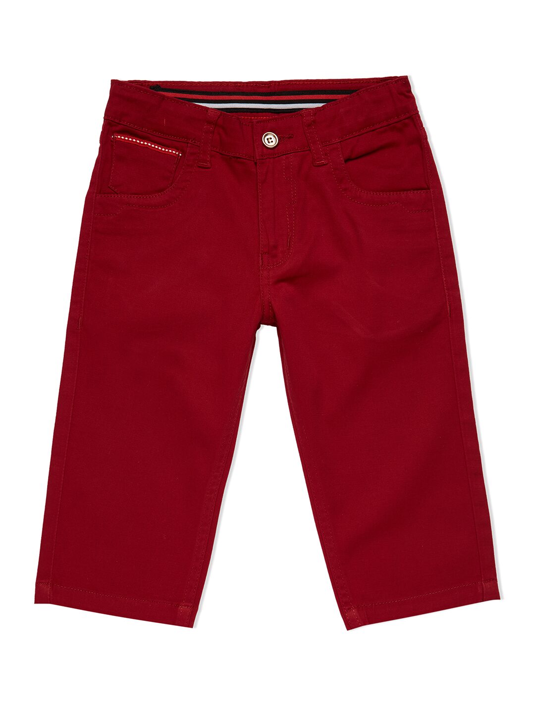 

LUCKY Blue Girl Cotton Solid Capri - Red