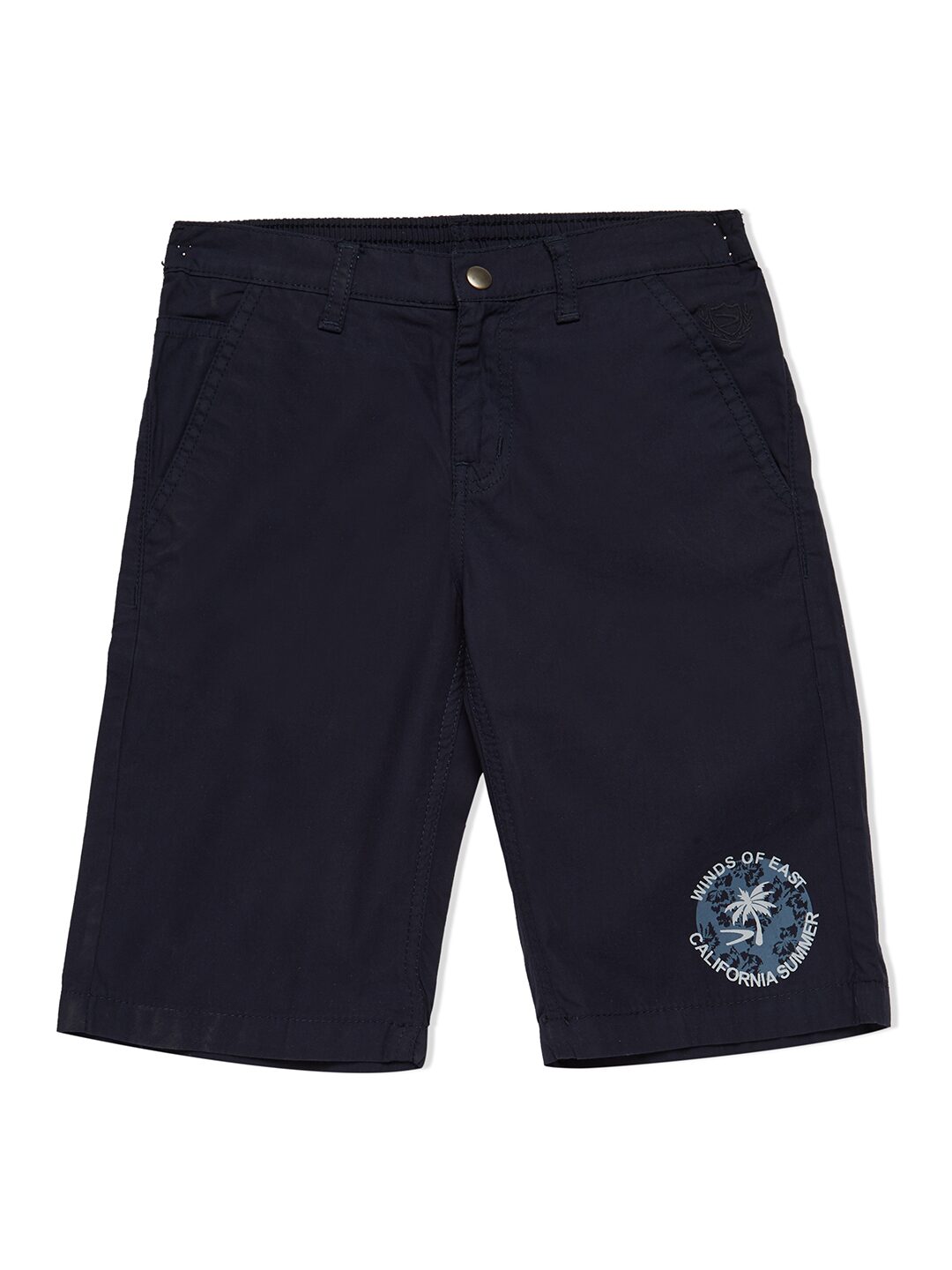 

LUCKY Blue Cotton Blend Solid Navy Blue Color Shorts For Boys