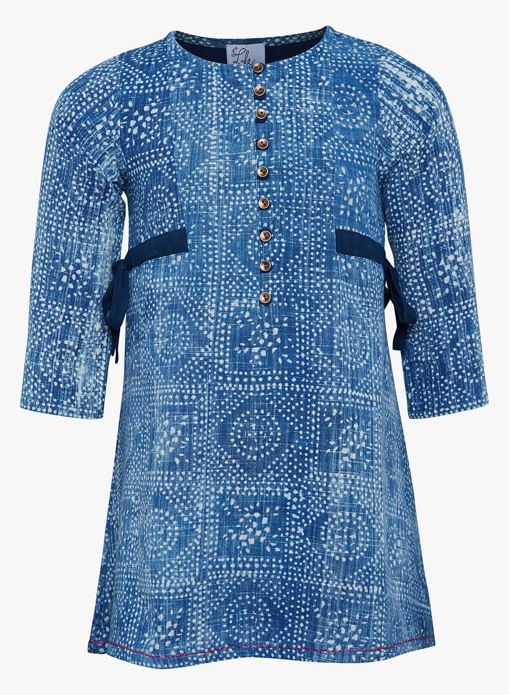 

Lyla Girl s Cotton Printed 3 4th sleeves Kurta kurti - Blue