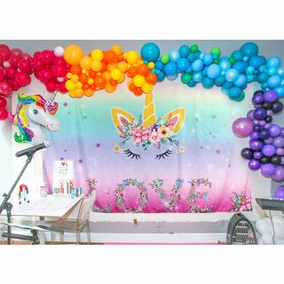 Buy Unicorn Backdrop Kids Birthday Party Backdrops Rainbow Floral