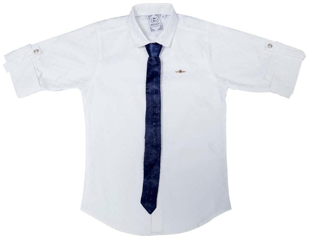 

Mash Up Boy Cotton Solid T-shirt - White