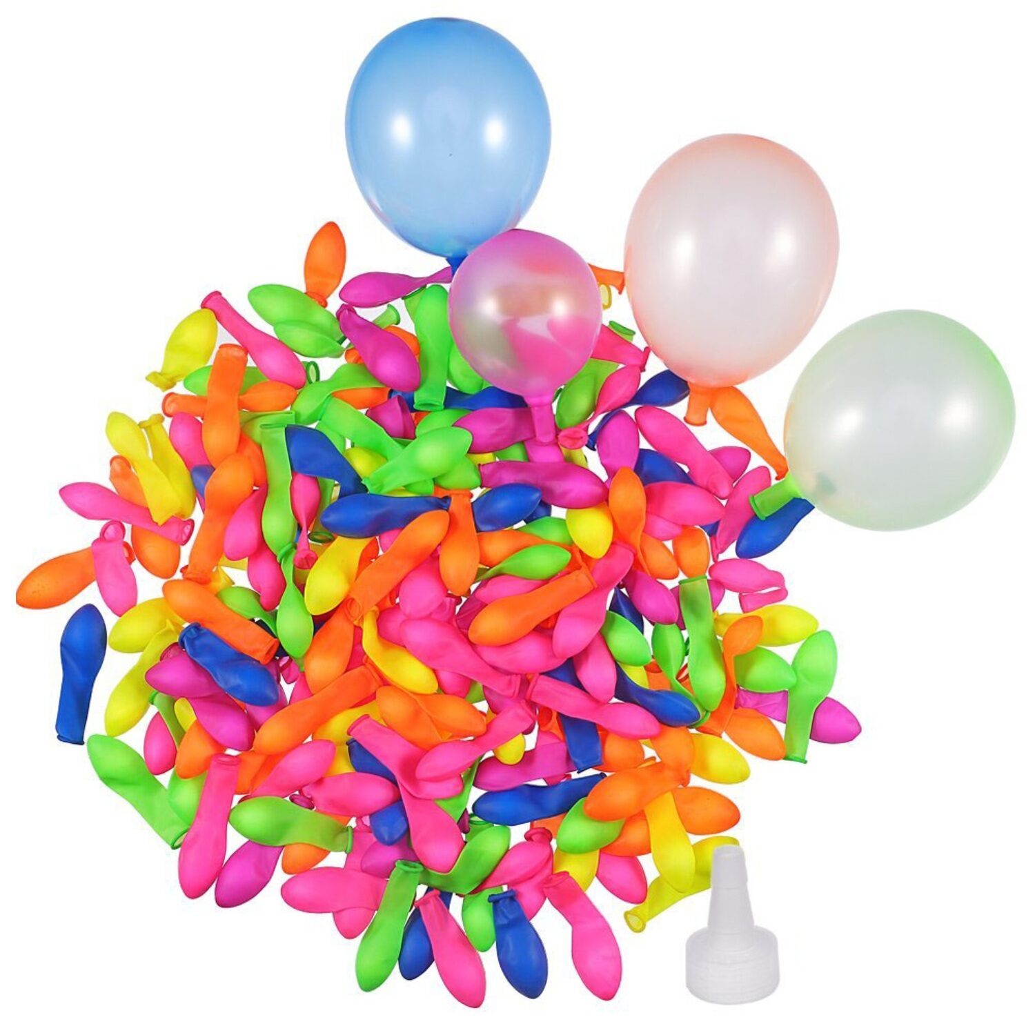 

MARKETON Self Sealing Water Balloons with 1 Hose Nozzle Water Fight Games for Kids Adults Summer (Assorted Color) 500Pcs