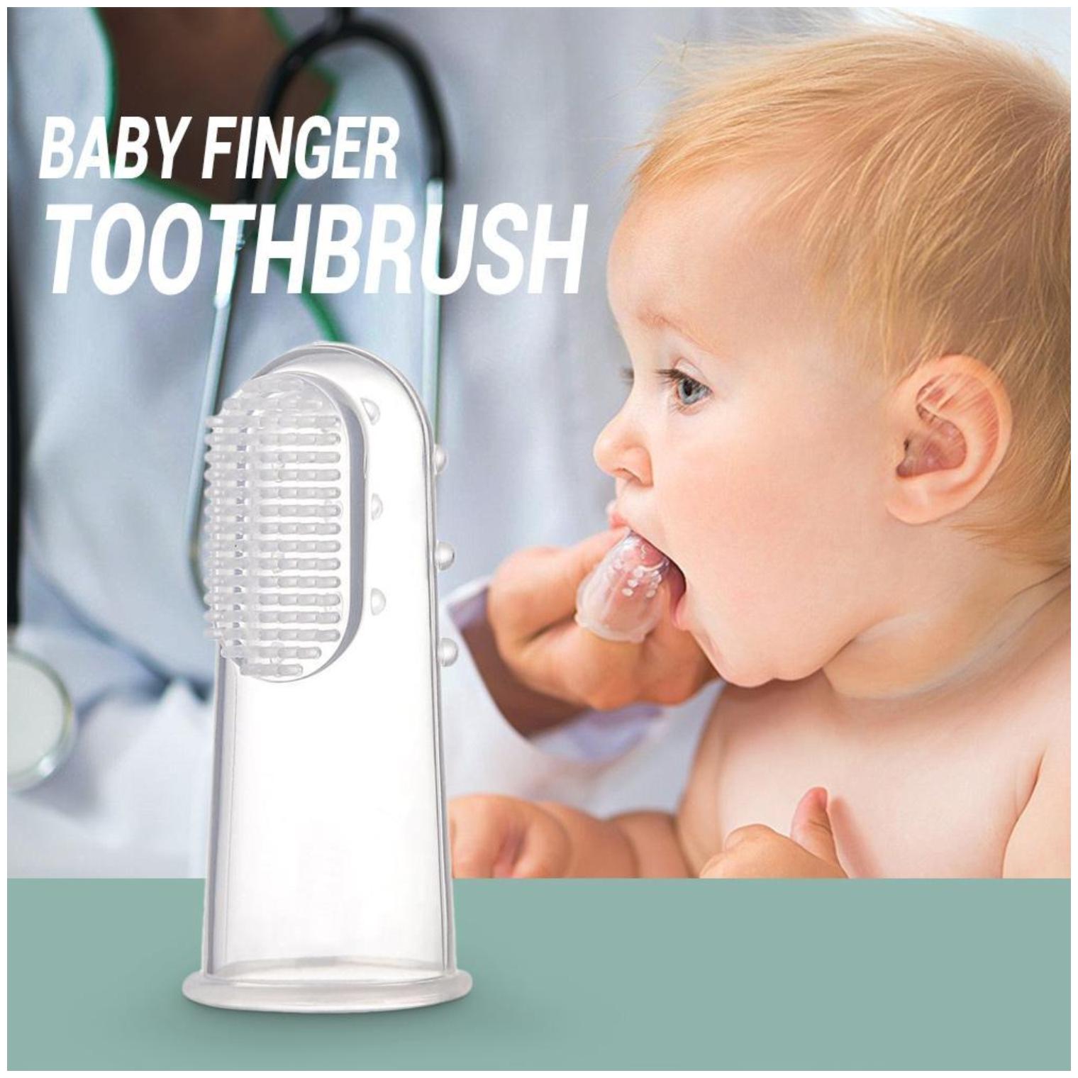 

MARKETON Soft Reusable Silicone Kids Finger Toothbrush for Teeth Tongue Germs Clean (Pack of 1) Transparent