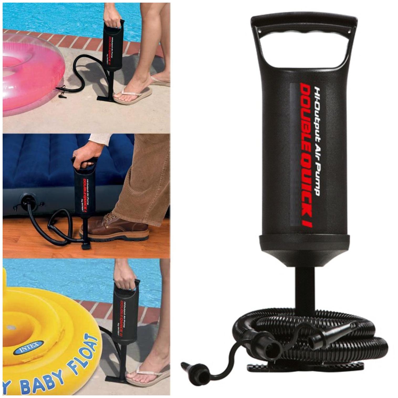 

Marketwala Double Action Quick Hand Air Pump with 2 Nozzle for Pool Swimming Ring Balloons Other Air Toys (Pack of 1) Black