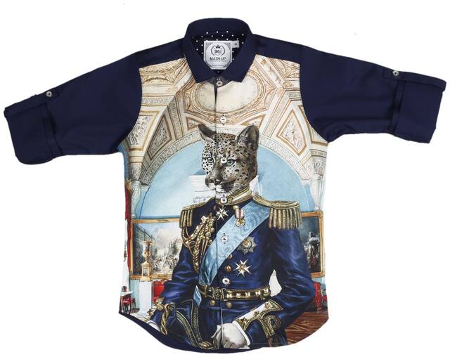 Mashup Boy Satin Printed Shirt Blue
