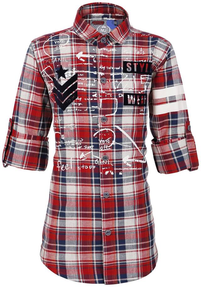 Mashup Boy Cotton blend Printed Shirt Red