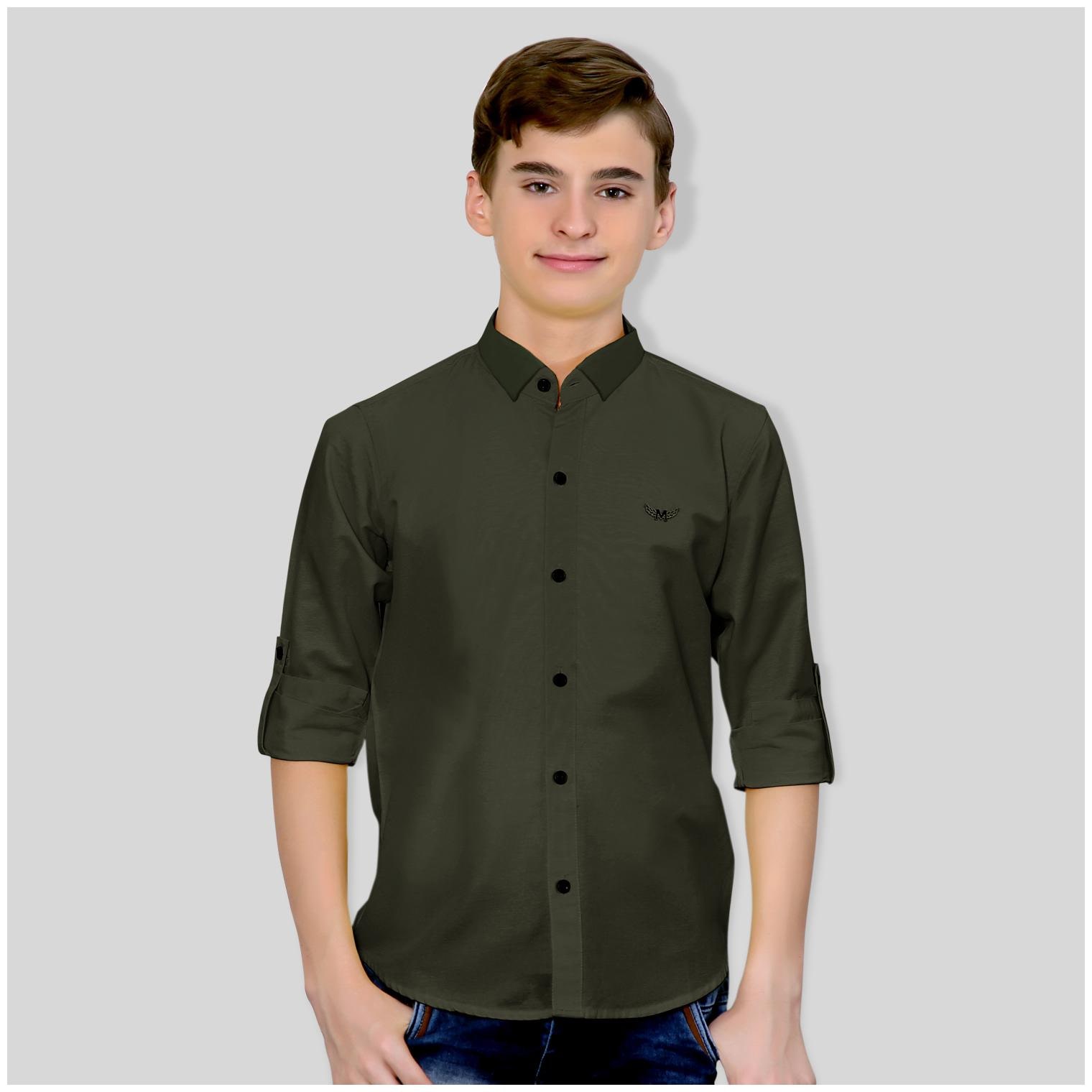 

Mashup Boy Cotton blend Solid Shirt Green