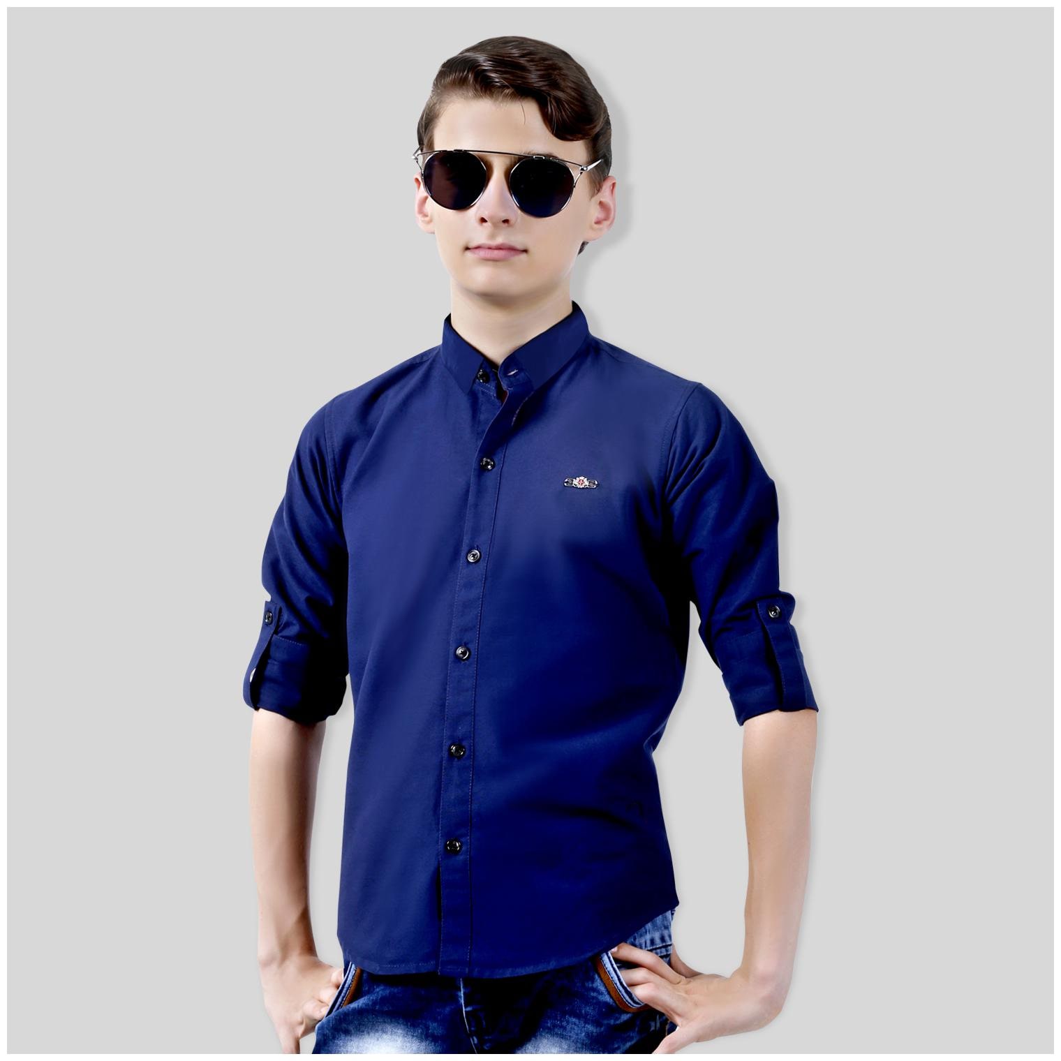 

Mashup Boy Cotton blend Solid Shirt Blue
