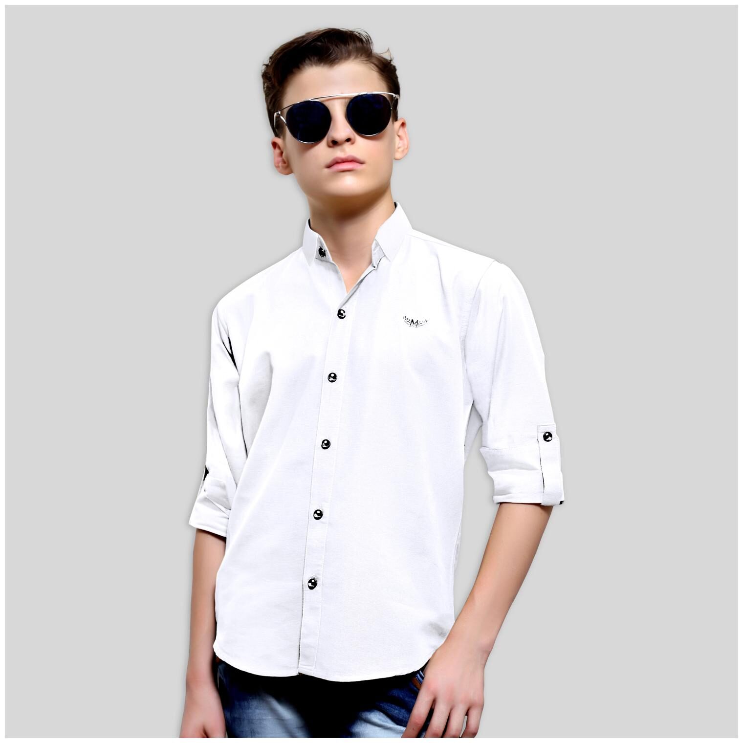 

Mashup Boy Cotton blend Solid Shirt White