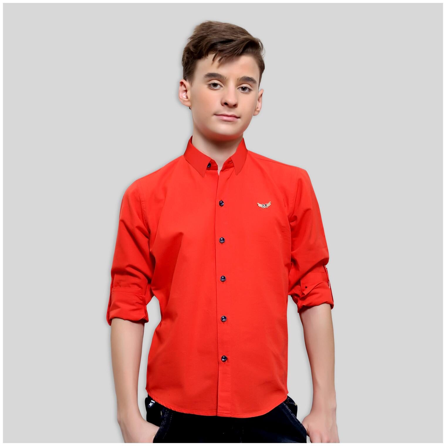 

Mashup Boy Cotton blend Solid Shirt Orange