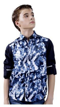 Mash Up Boy Cotton Solid T-shirt - Blue