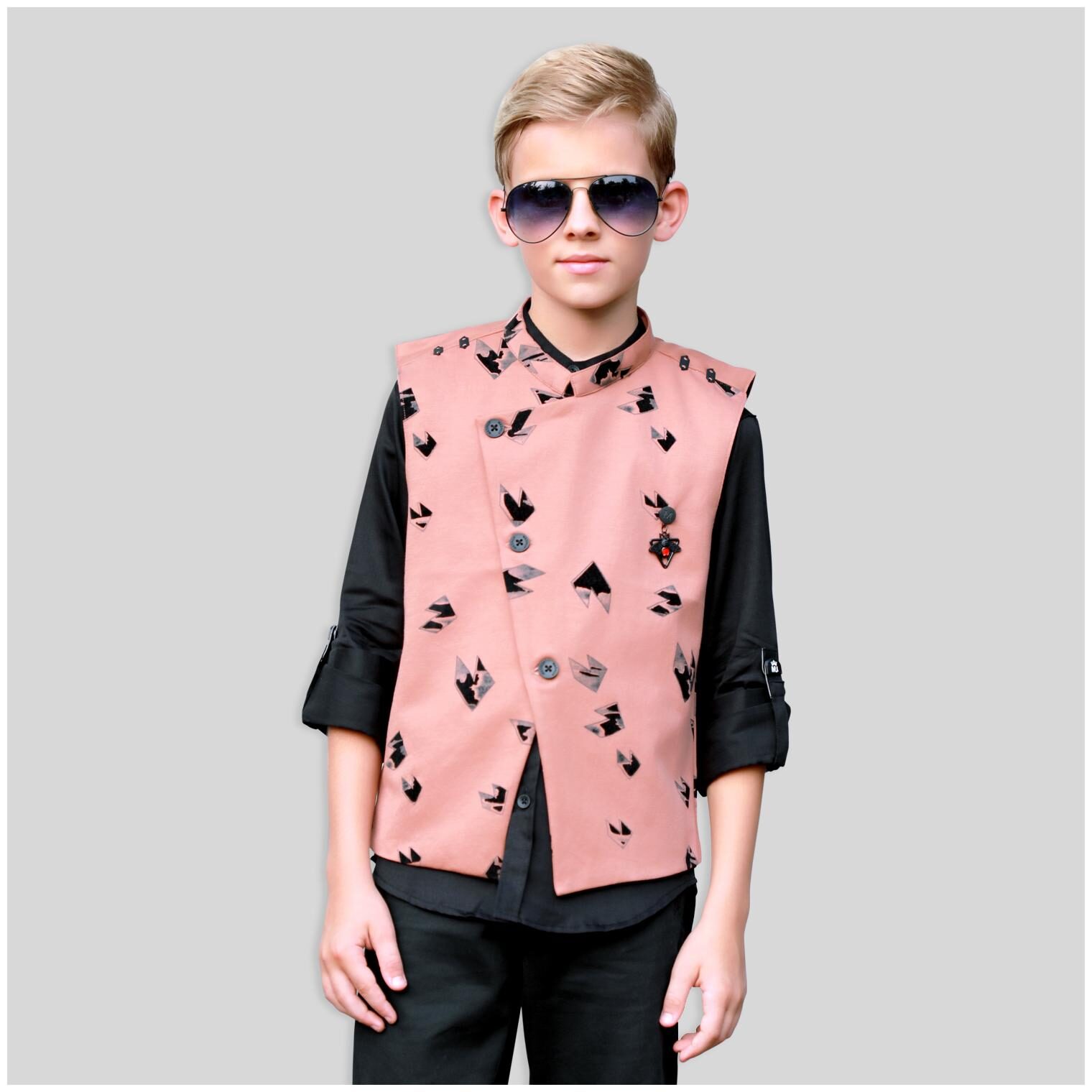 

Mashup Boy Cotton blend Printed Shirt Brown