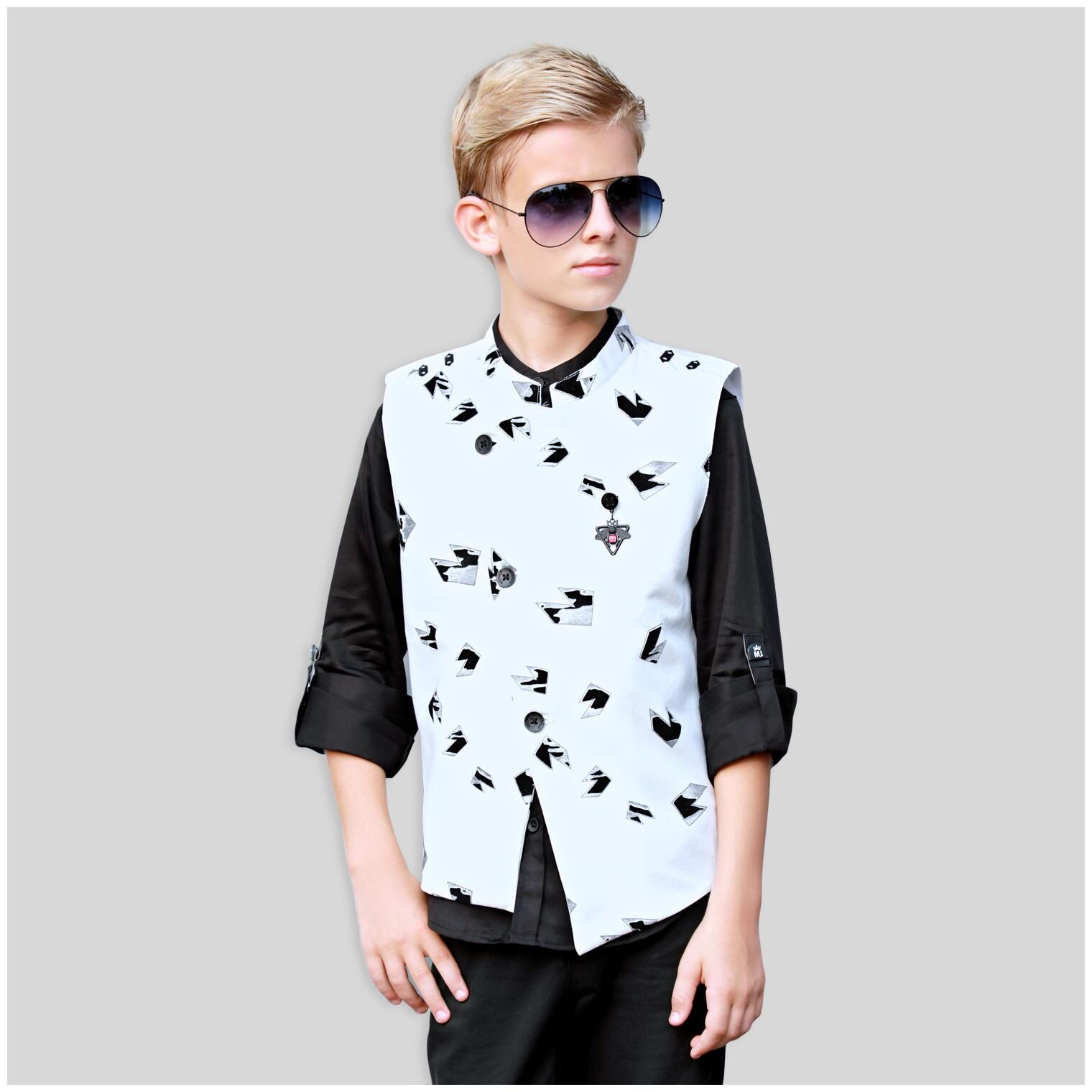 

Mashup Boy Cotton blend Printed Shirt White
