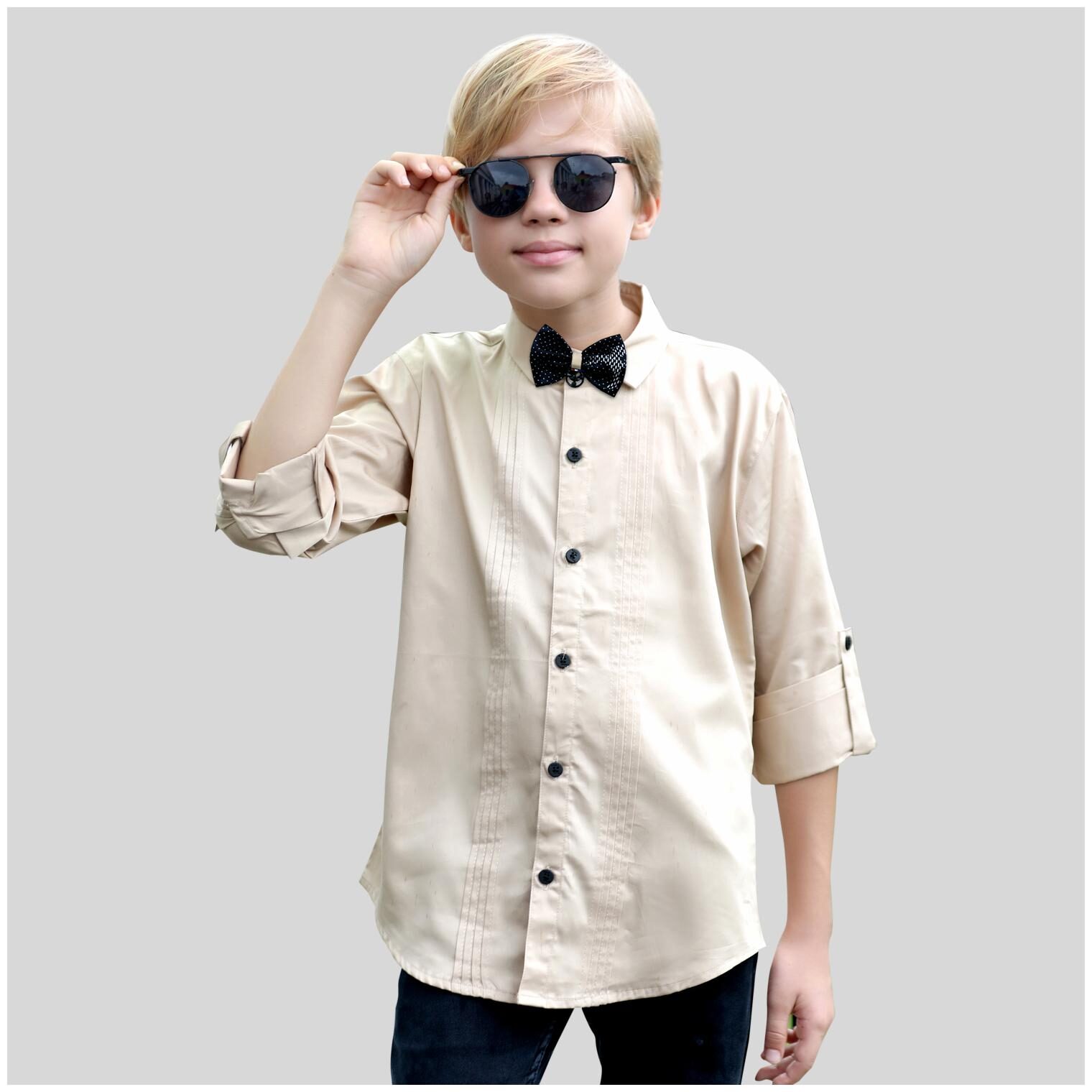 

Mashup Boy Cotton blend Solid Shirt Beige