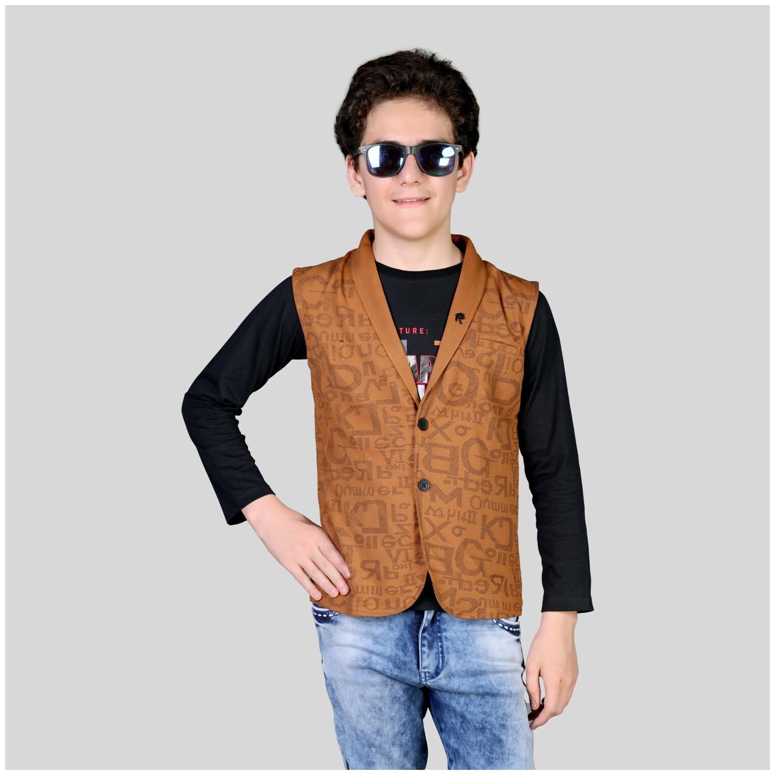 

Mashup Boy Cotton blend Printed Shirt Brown