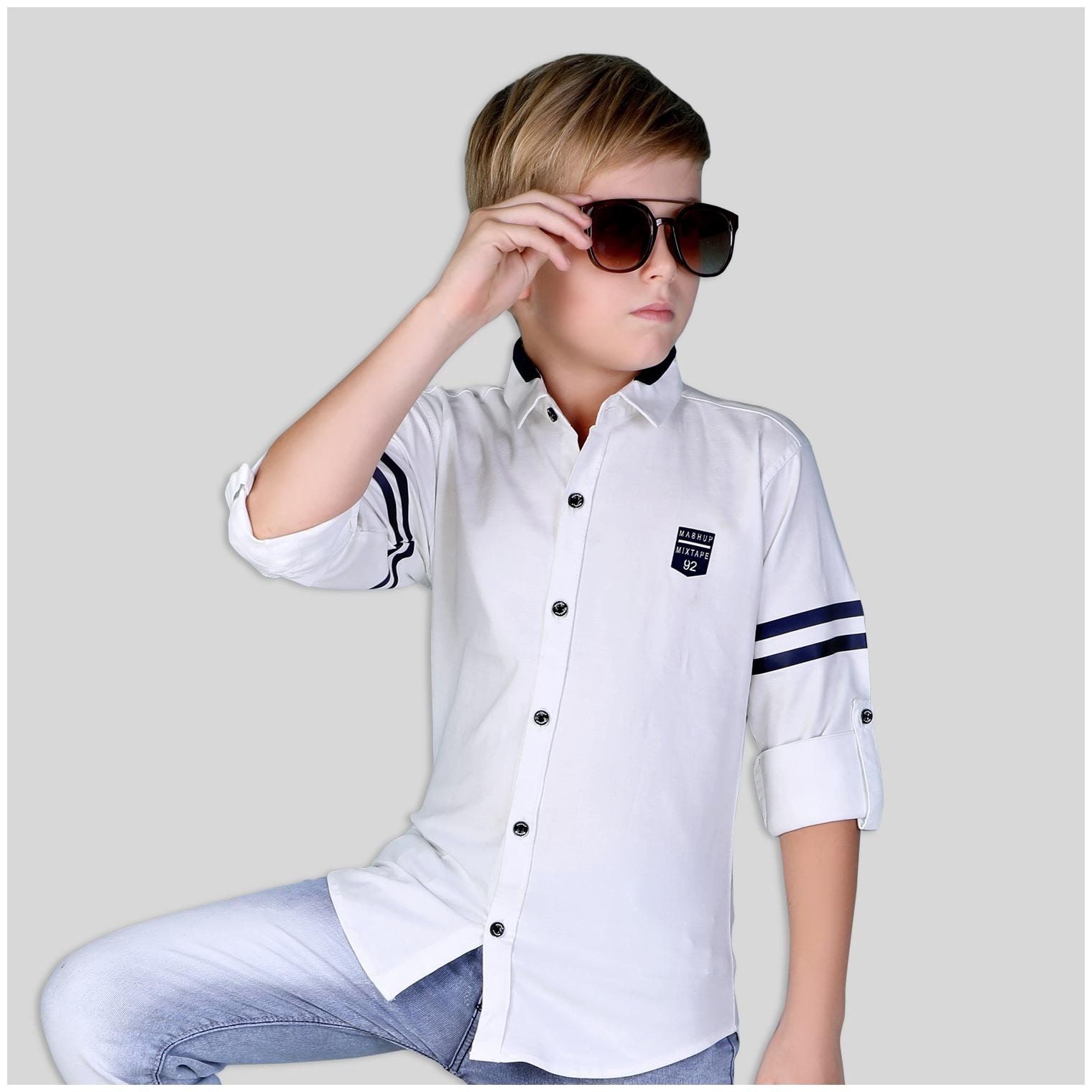 

Mashup Boy Cotton blend Striped Shirt White