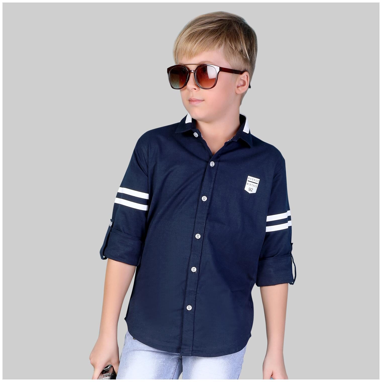 

Mashup Boy Cotton blend Striped Shirt Blue