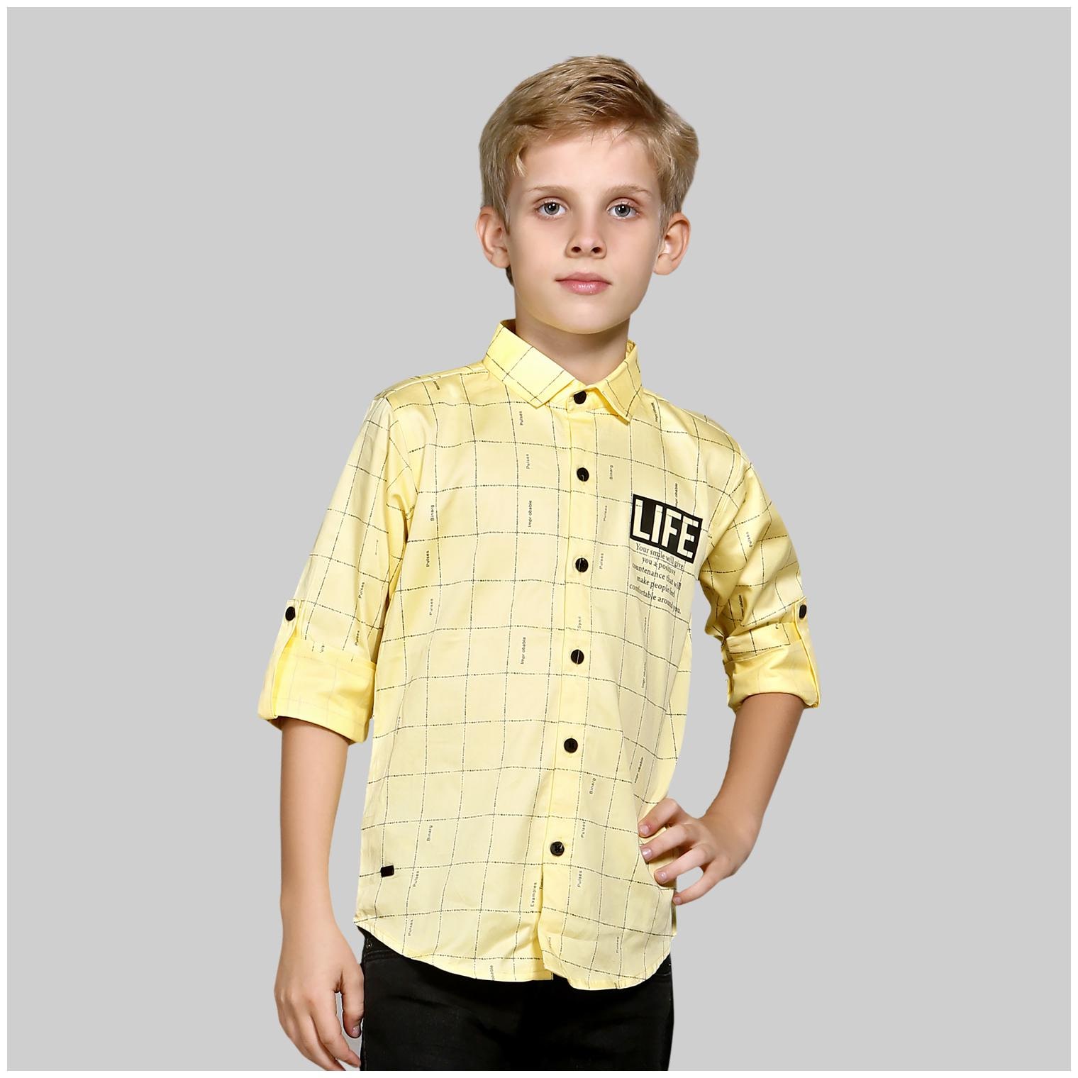 

Mashup Boy Cotton blend Checked Shirt Yellow