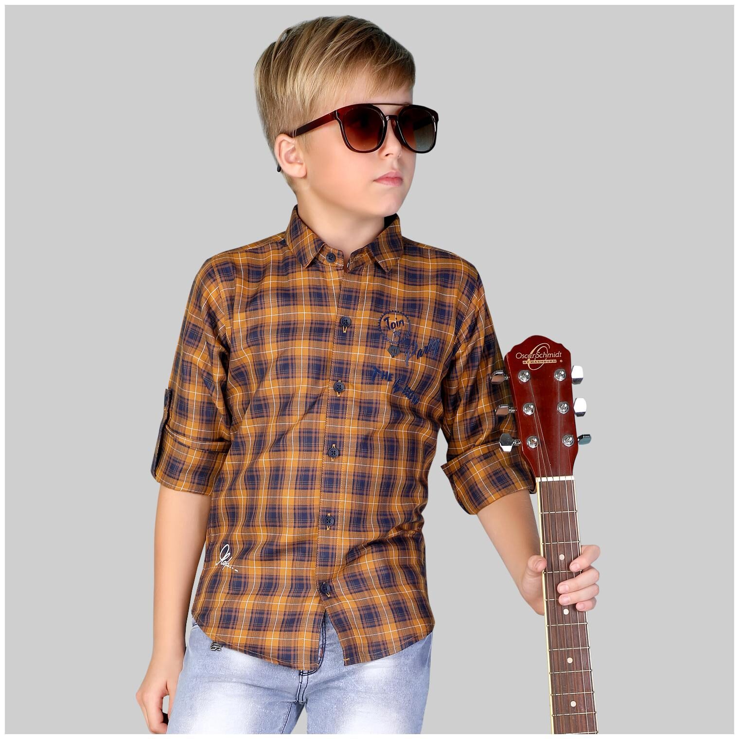

Mashup Boy Cotton blend Checked Shirt Yellow