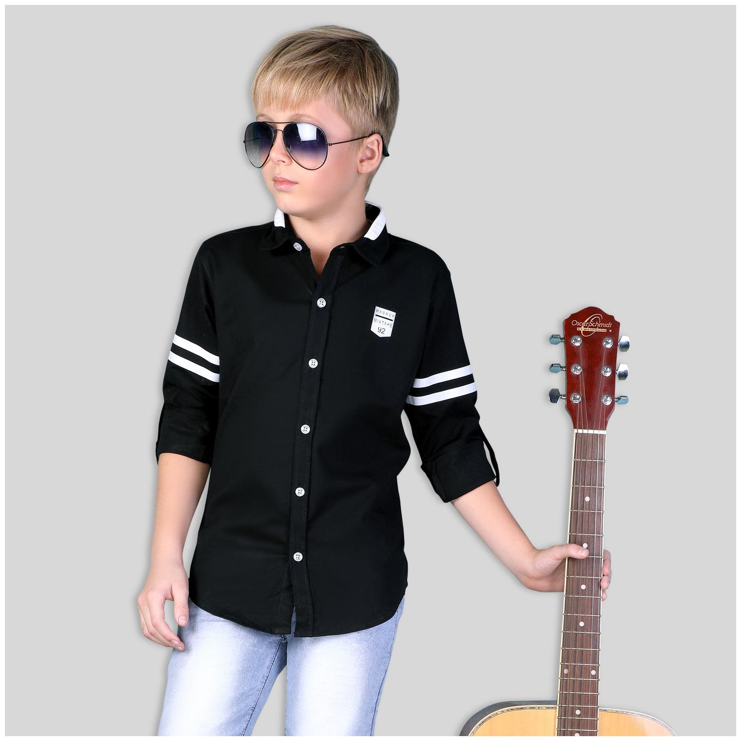 

Mashup Boy Cotton blend Striped Shirt Black