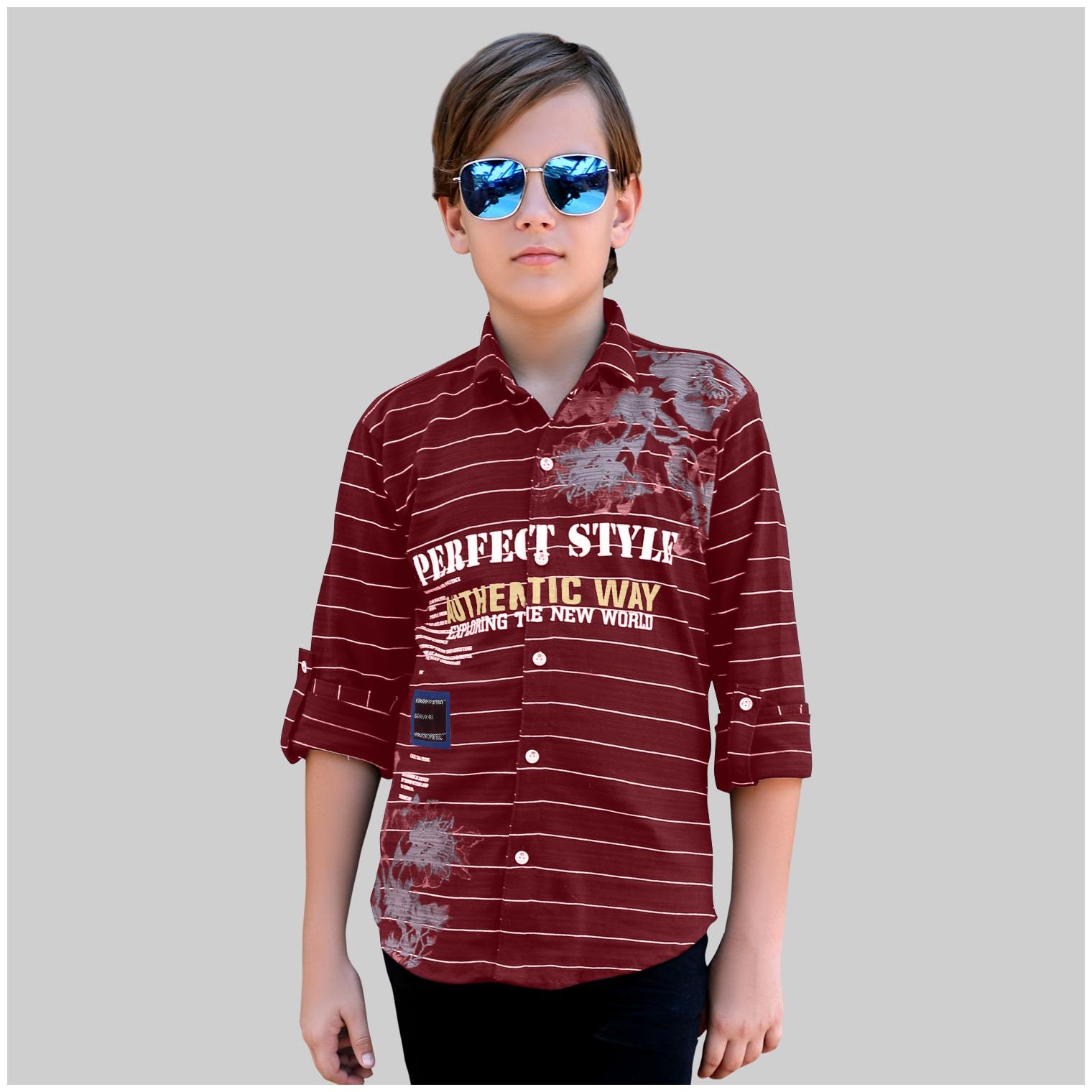

Mashup Boy Cotton blend Printed Shirt Maroon