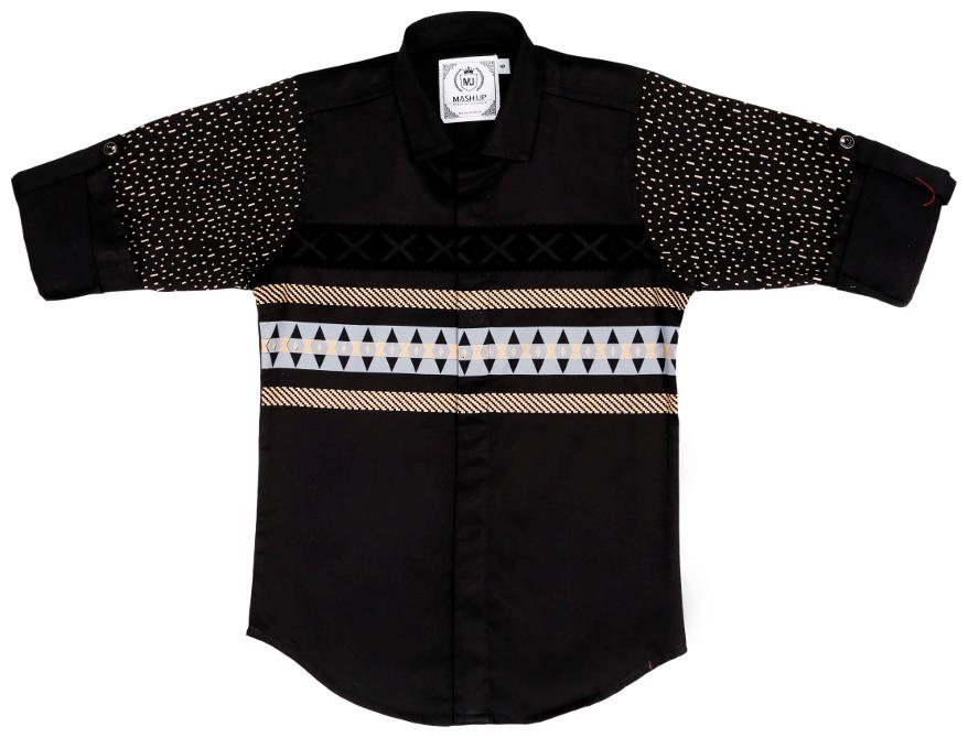 

Mashup Boy Cotton Printed Shirt Black