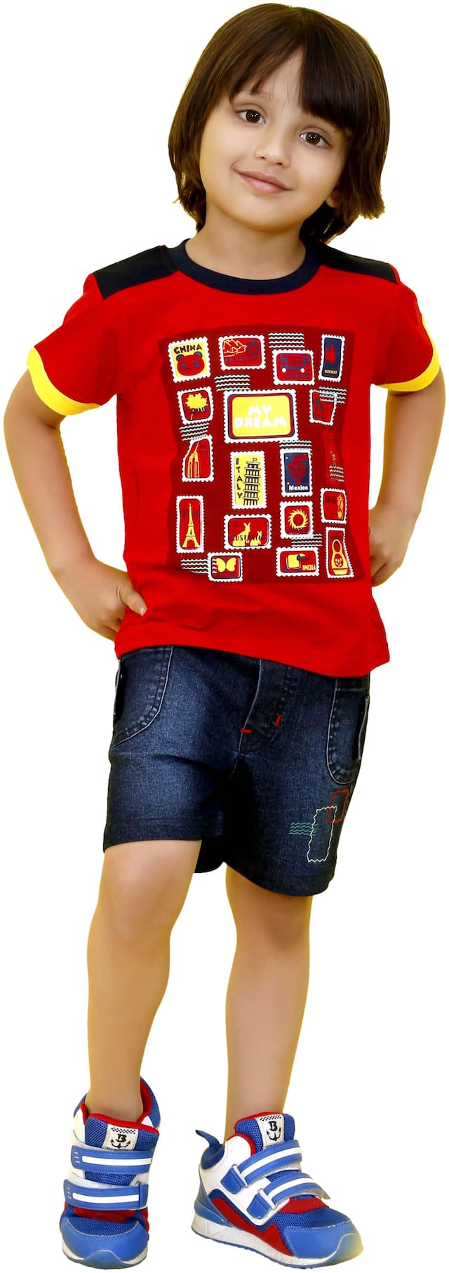 Mashup Cotton blend Solid Top for Baby Boy - Red