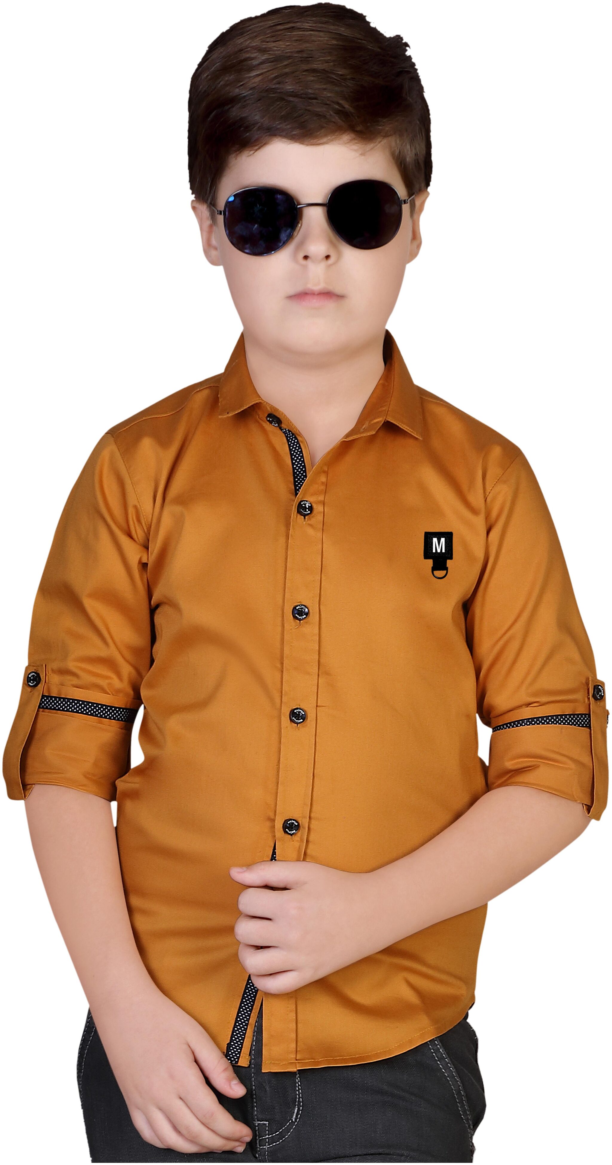 

Mashup Boy Cotton blend Solid Shirt Yellow