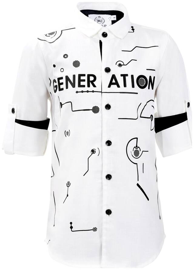 Mashup Boy Cotton blend Printed Shirt White