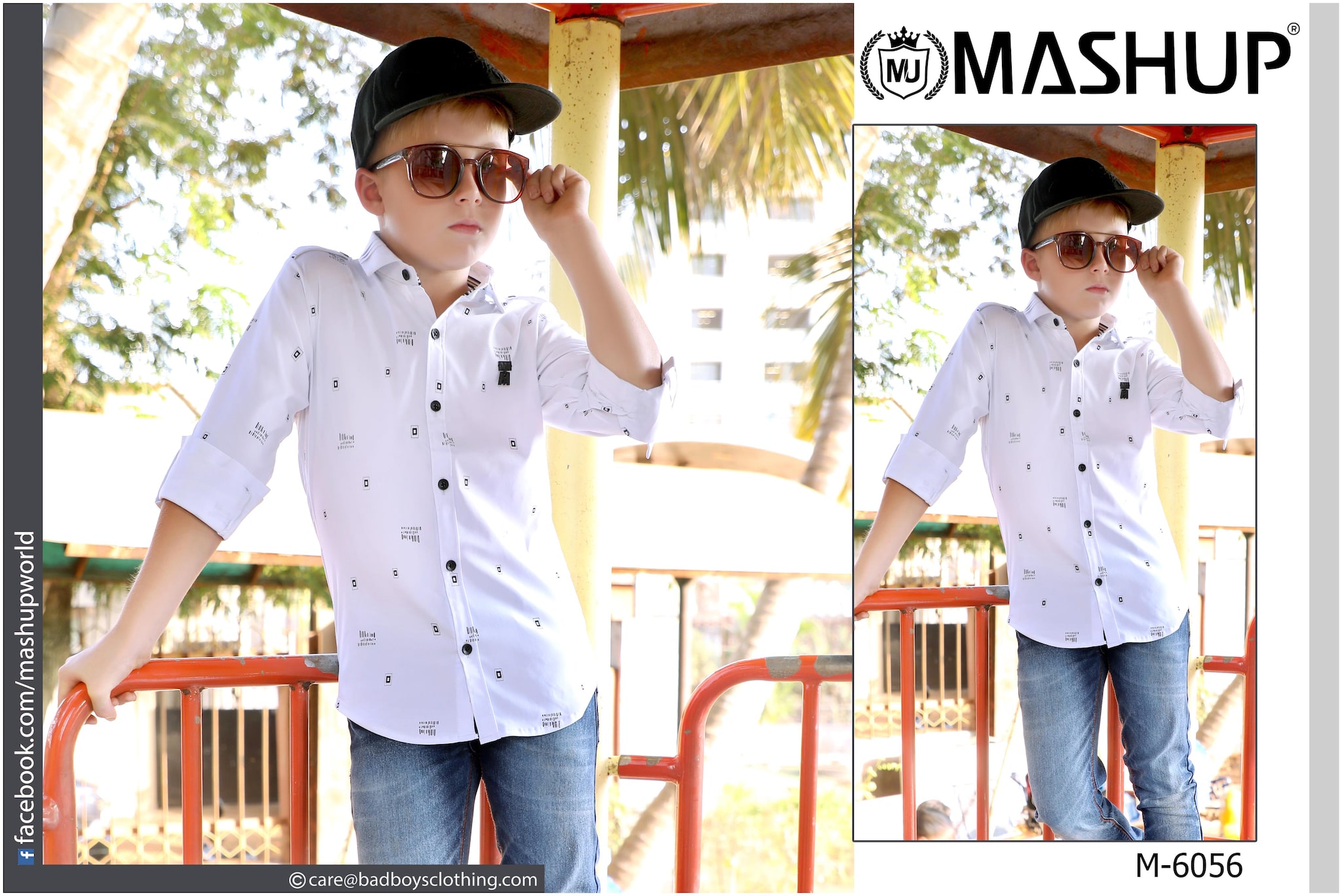 

Mashup Boy Cotton blend Printed Shirt White