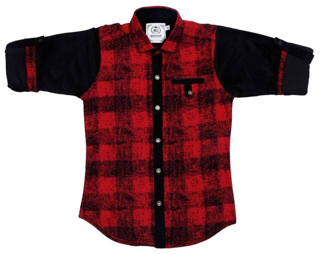 Mash Up Boy Cotton Checked Shirt Multi