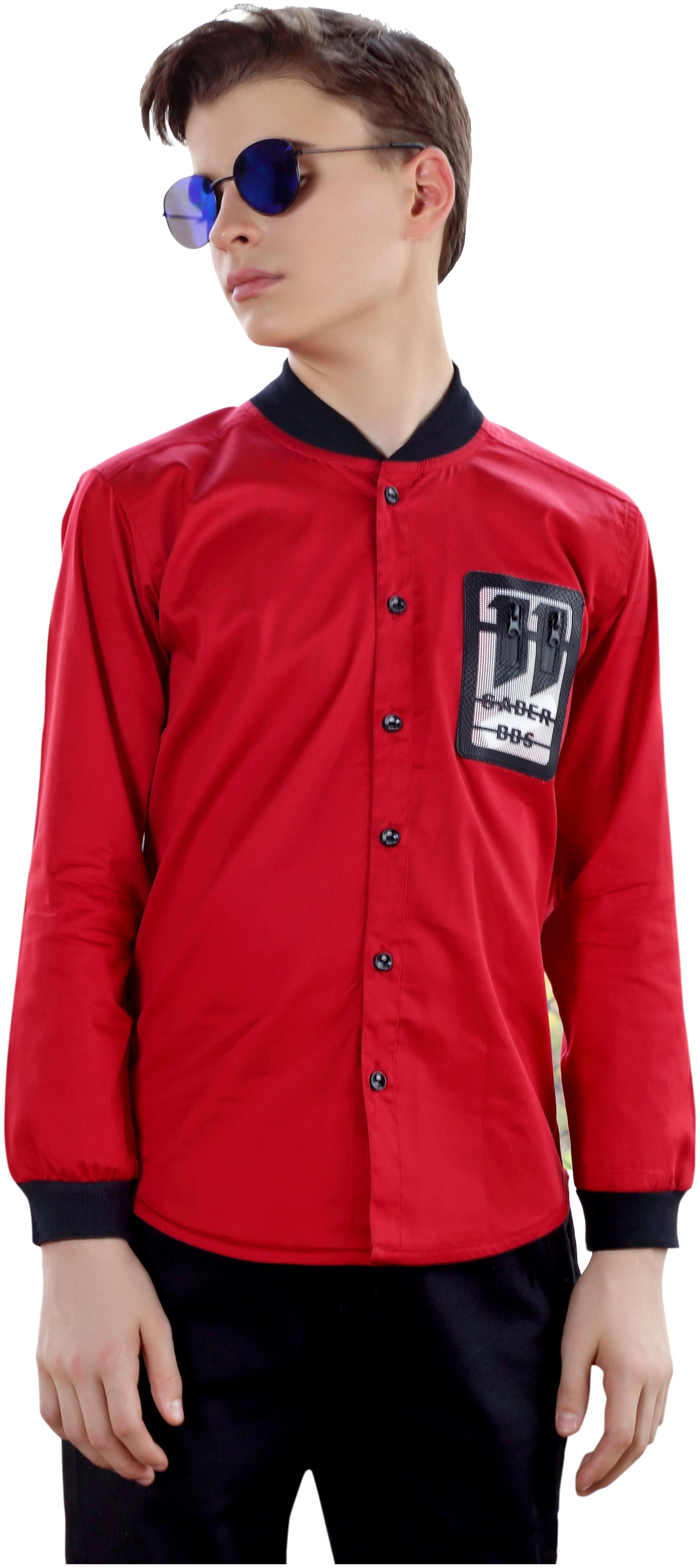 

Mashup Boy Cotton blend Printed Shirt Red