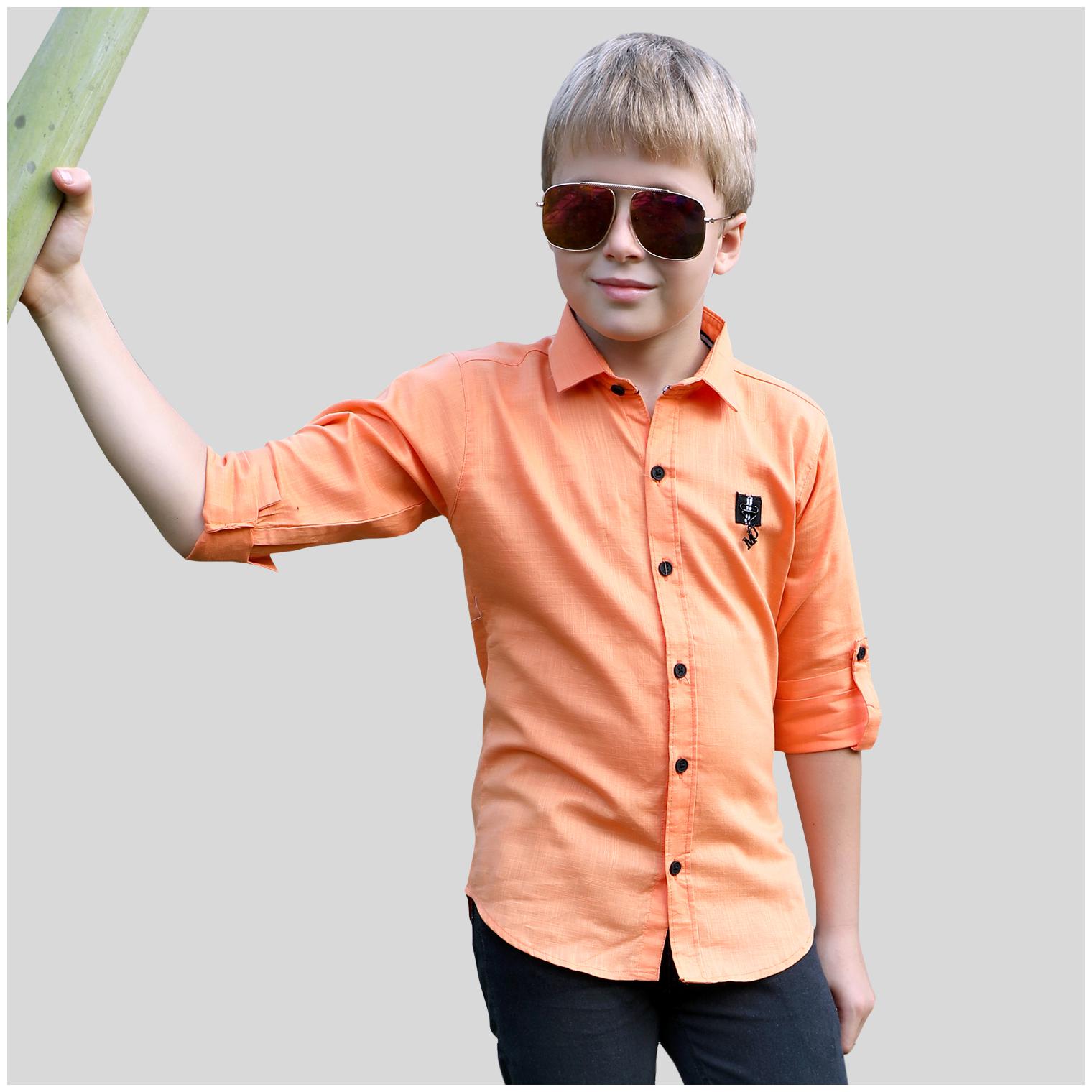 

Mashup Boy Cotton blend Solid Shirt Orange